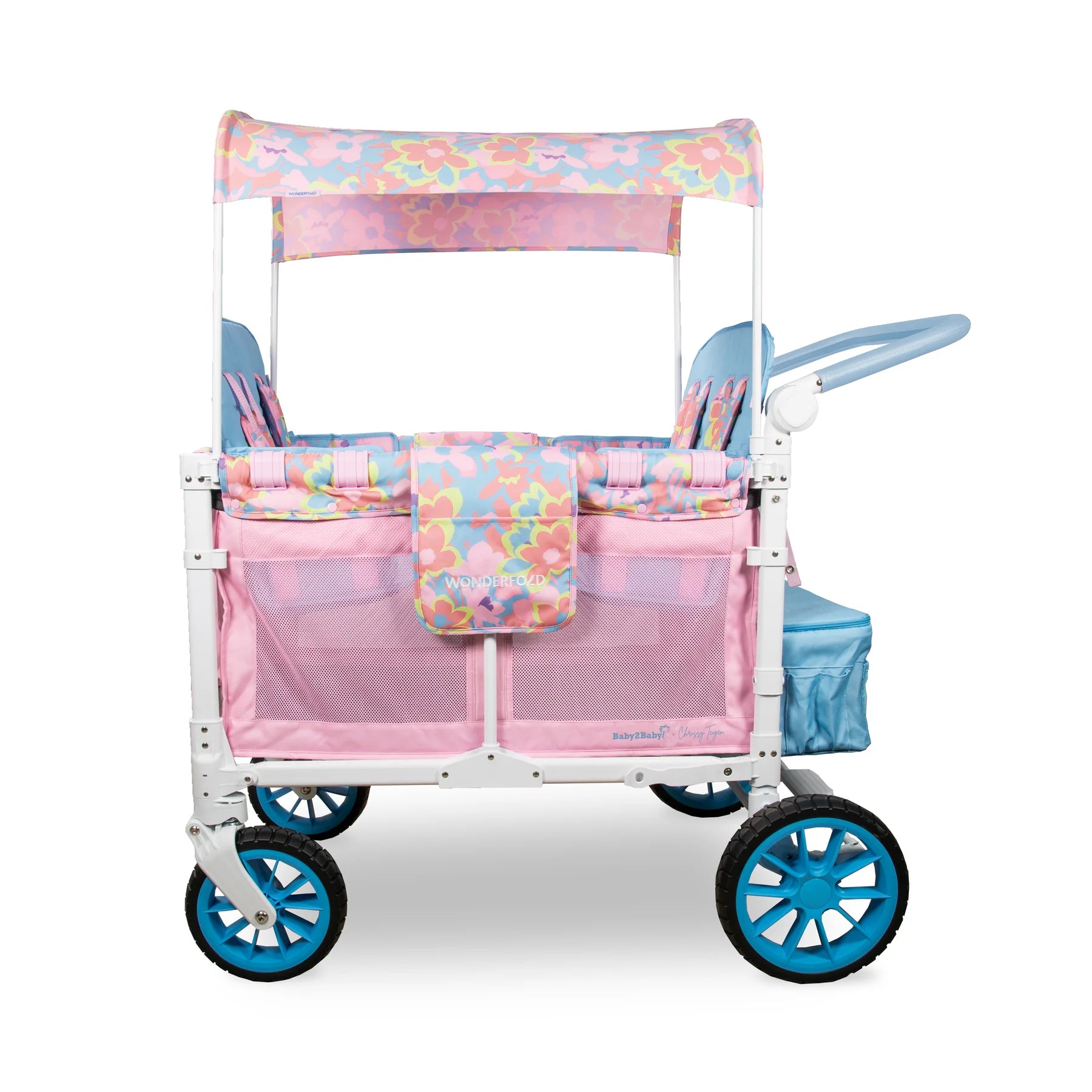 WonderFold W4 Petal Pop Stroller Wagon - Limited Edition Baby Stroller & Wagon Hybrid for Outdoor Adventures, Park Visits, and Beach Trips