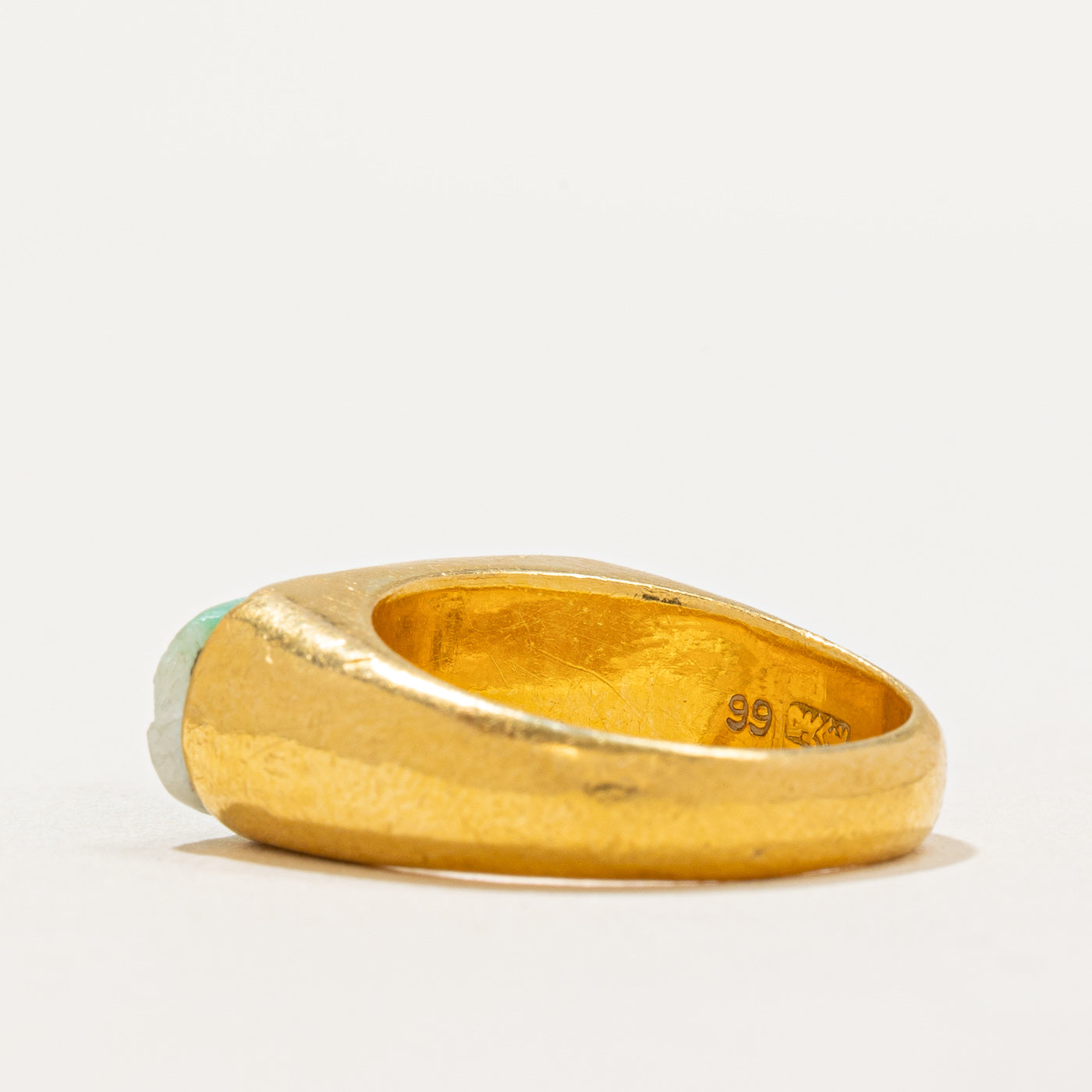 24K Gold East West Cabochon Jade Ring - 3.00ct Genuine Jade - Size 7 - Elegant Statement Jewelry for Women - Perfect for Weddings, Parties & Special Occasions