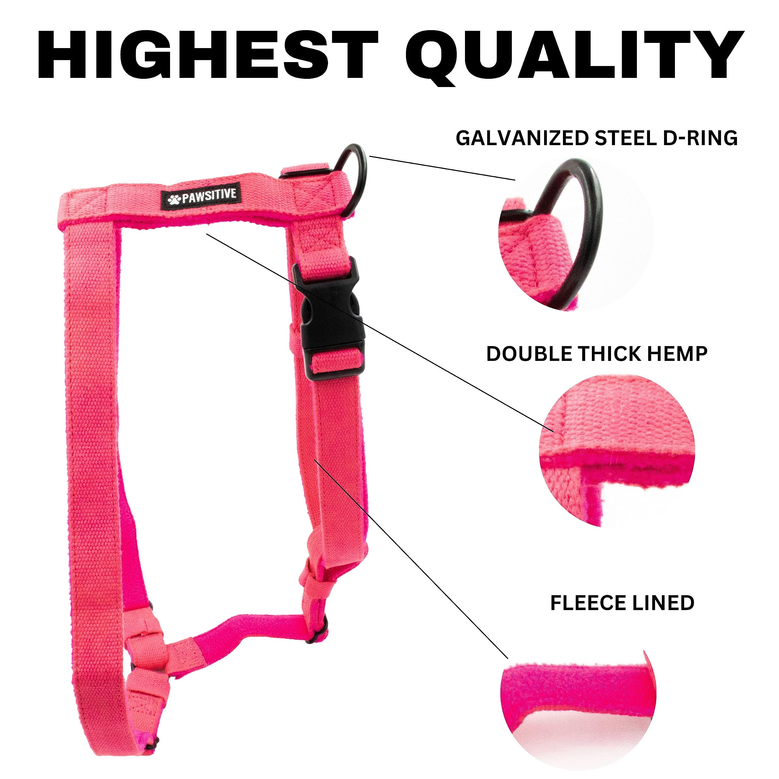 Pawsitive Dog Harness - Adjustable Soft Hypoallergenic Organic Hemp Harness for Small, Medium & Large Dogs | Puppy Harness for Walking, Training & Outdoor Adventures