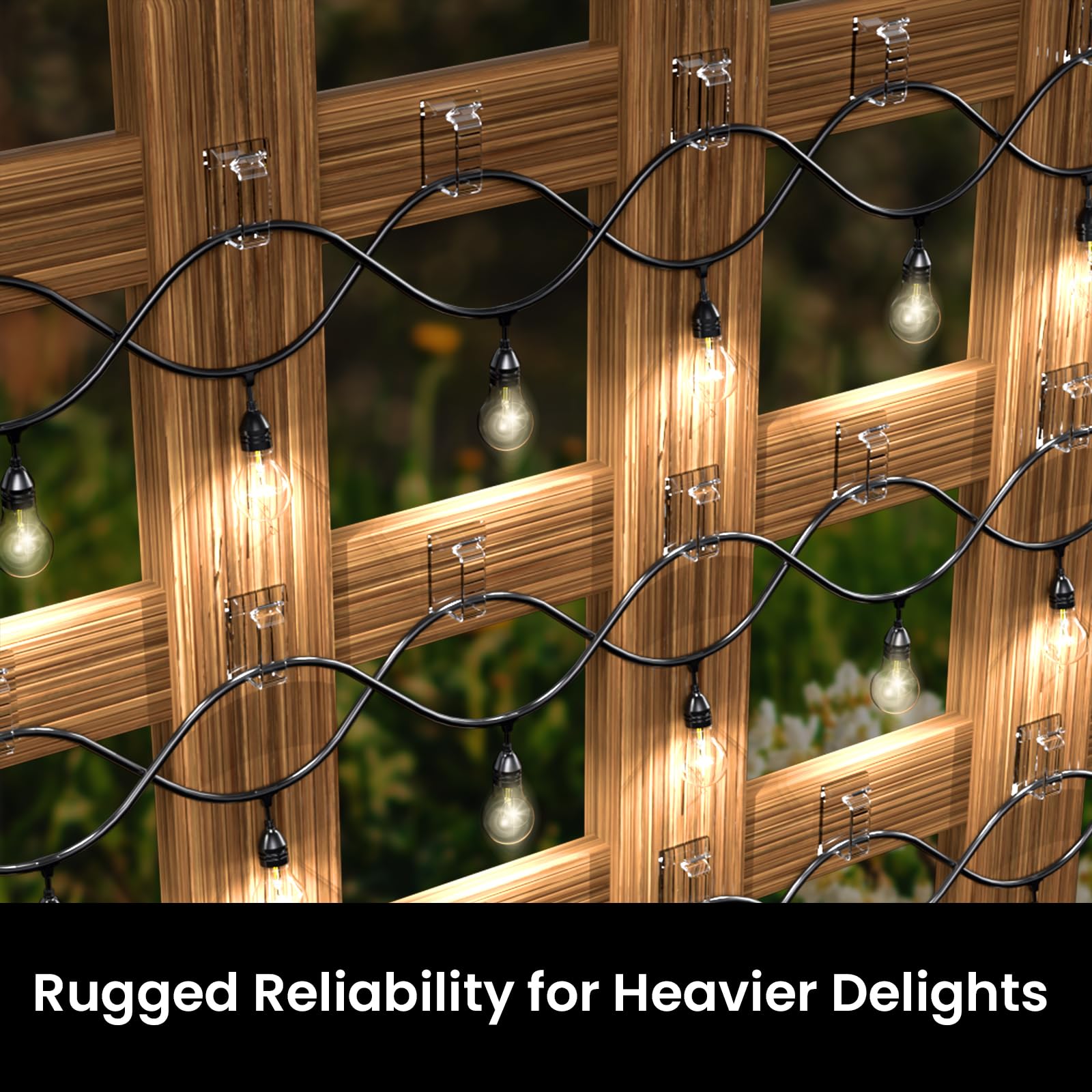 100-Pack Clear Adhesive Hooks for Outdoor String Lights - Heavy Duty Waterproof UV-Resistant Cable Clips - Perfect for Christmas Lights, Rope Organization & Home Decor (Indoor/Outdoor Use)