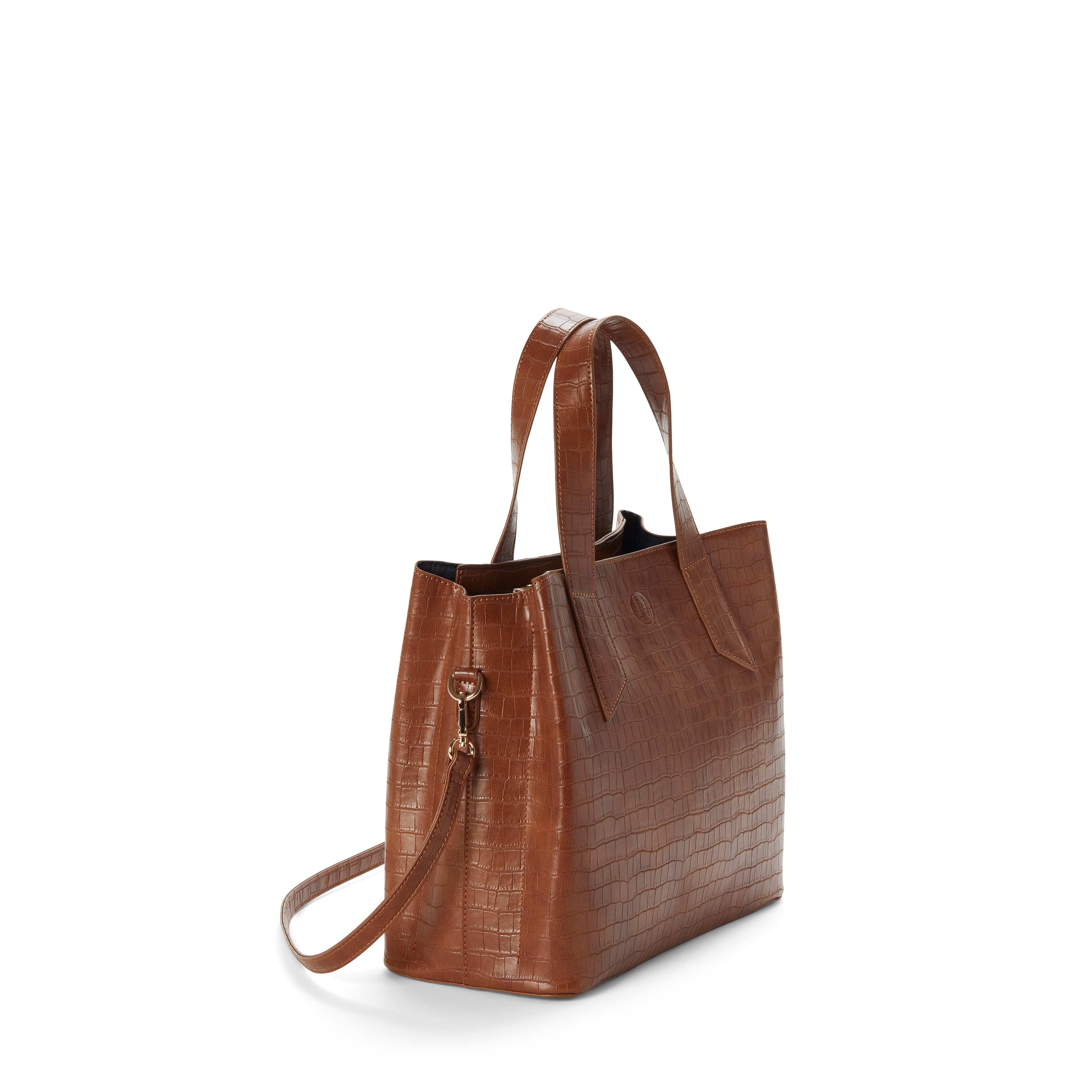 Ariana Vegan Leather Shoulder Tote Bag for Women | Cruelty-Free Croc Embossed Handbag | Multiple Colors | Perfect for Work, Travel & Everyday Use