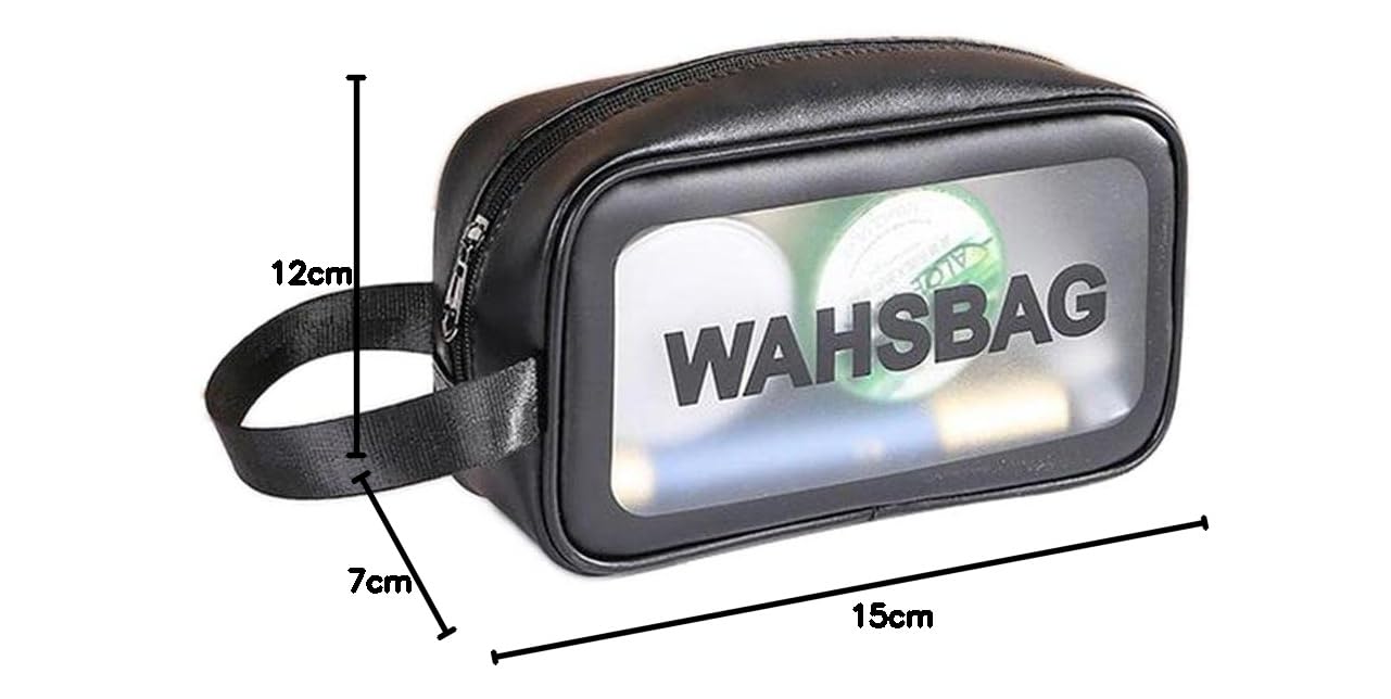 PAVITYAKSH Waterproof Clear Travel Toiletry Bag - Transparent Makeup Organizer Pouch for Shower, Gym & Beach Essentials - Black