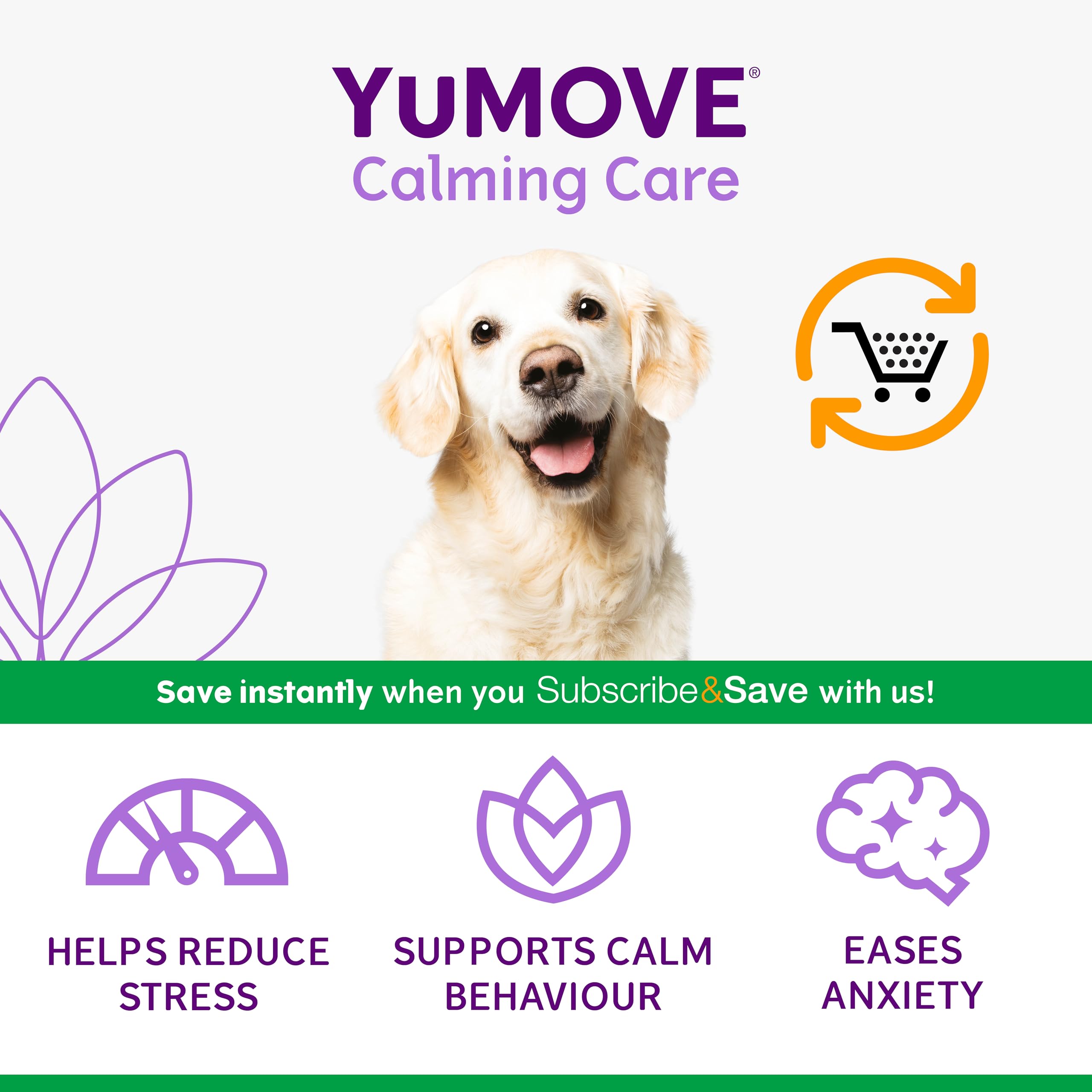 YuMOVE Calming Care Dog Anxiety Relief Chews - Stress & Nervousness Supplements for Small Dogs, 30 Tasty Treats (1 Month Supply) - Perfect for Travel, Vet Visits & Fireworks Anxiety