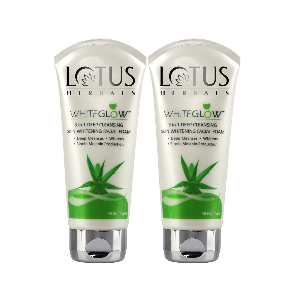 Lotus Herbals 3-in-1 Deep Cleansing Skin Whitening Facial Foam - 50g (Pack of 2, Total 100g) for Brightening & Exfoliating - Perfect for Daily Skincare Routine & Travel