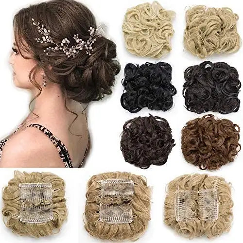 Clip-In Curly Synthetic Hairpiece Chignon - Natural-Looking Hair Extension for Women | Perfect for Parties, Weddings & Everyday Styling