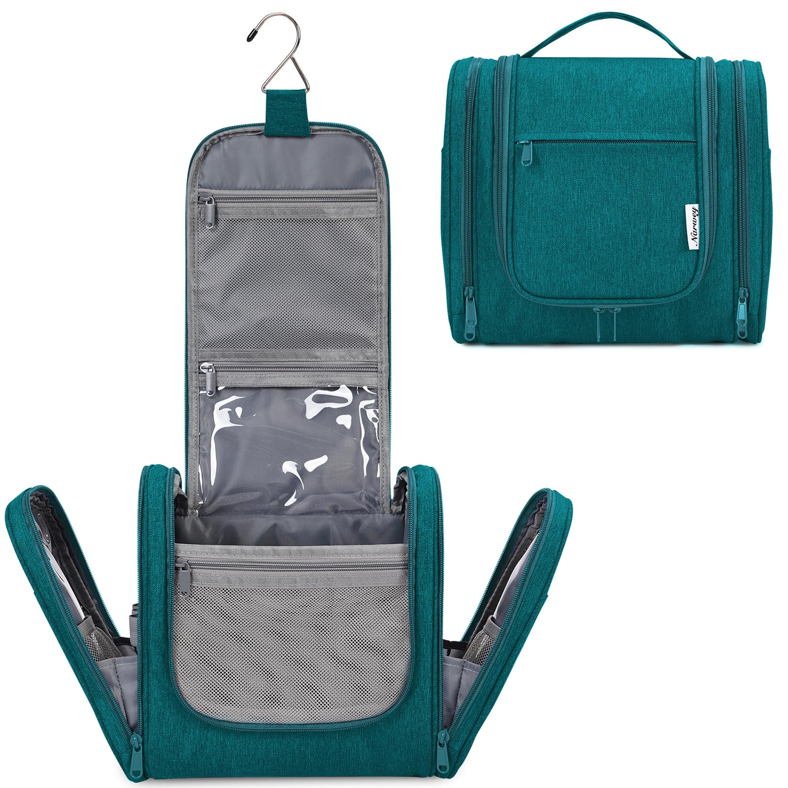 Narwey Hanging Travel Toiletry Bag for Women - Waterproof Makeup Organizer with Multiple Pockets for Cosmetics, Skincare & Essentials - Perfect for Vacation, Gym, Camping & Business Trips