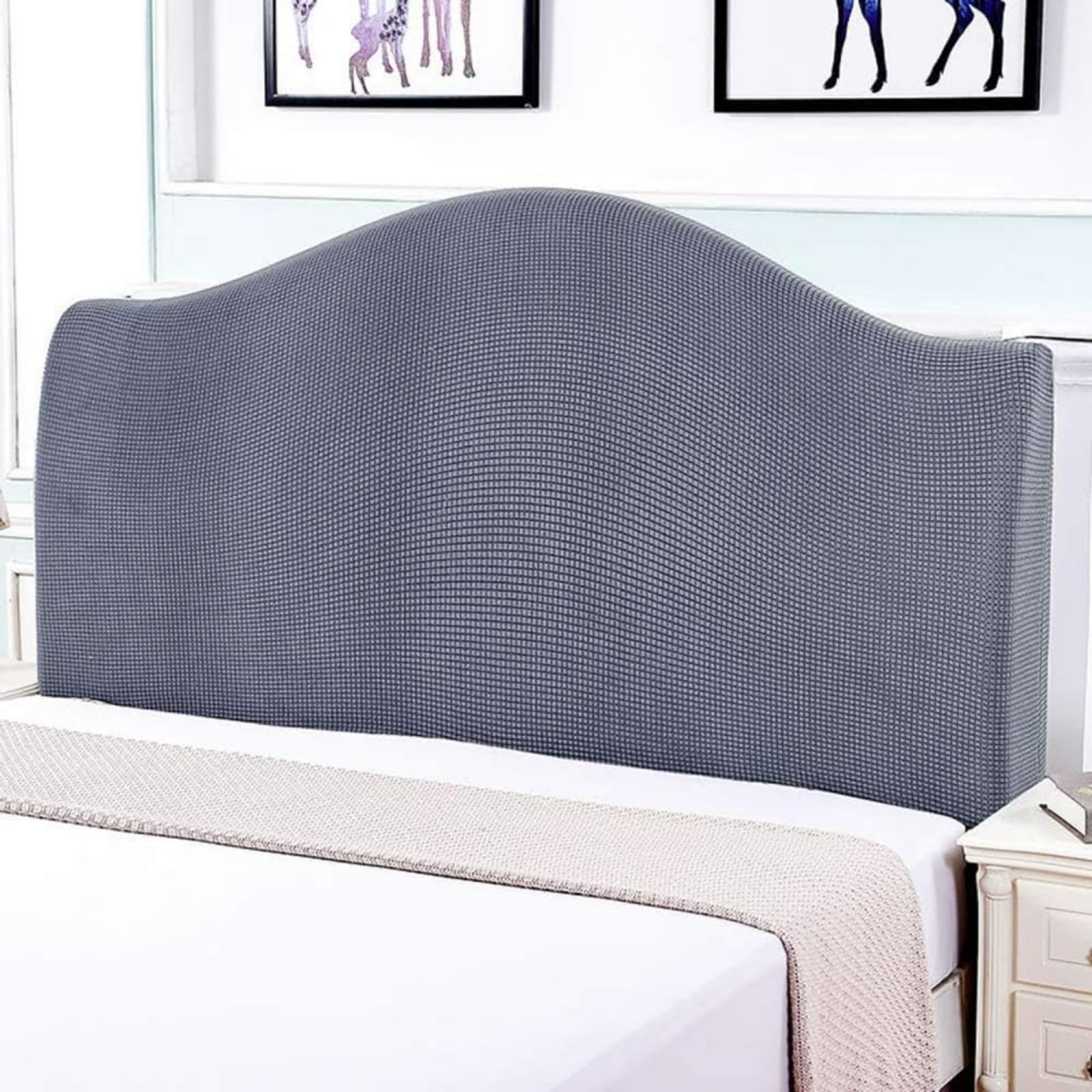 EFELIM Stretch Bed Headboard Cover - Dustproof & Washable Slipcover for Twin, Full, Queen, King & California King Size Beds - Grey Headboard Protector for Bedroom Decor & Home Styling
