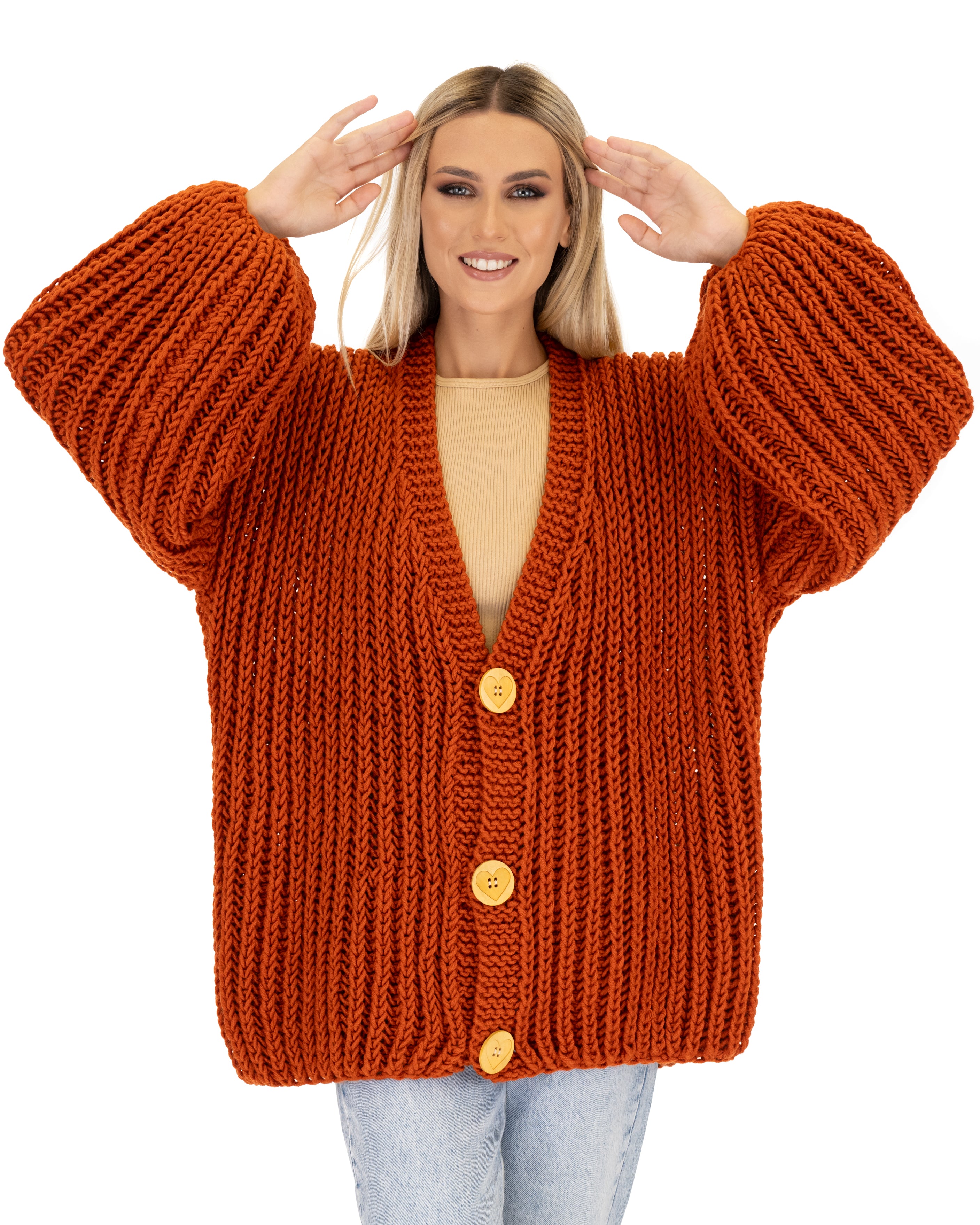Premium Merino Wool Balloon Cardigan for Women - Soft & Cozy Oversized Knit Sweater - Perfect for Fall, Winter & Casual Outfits