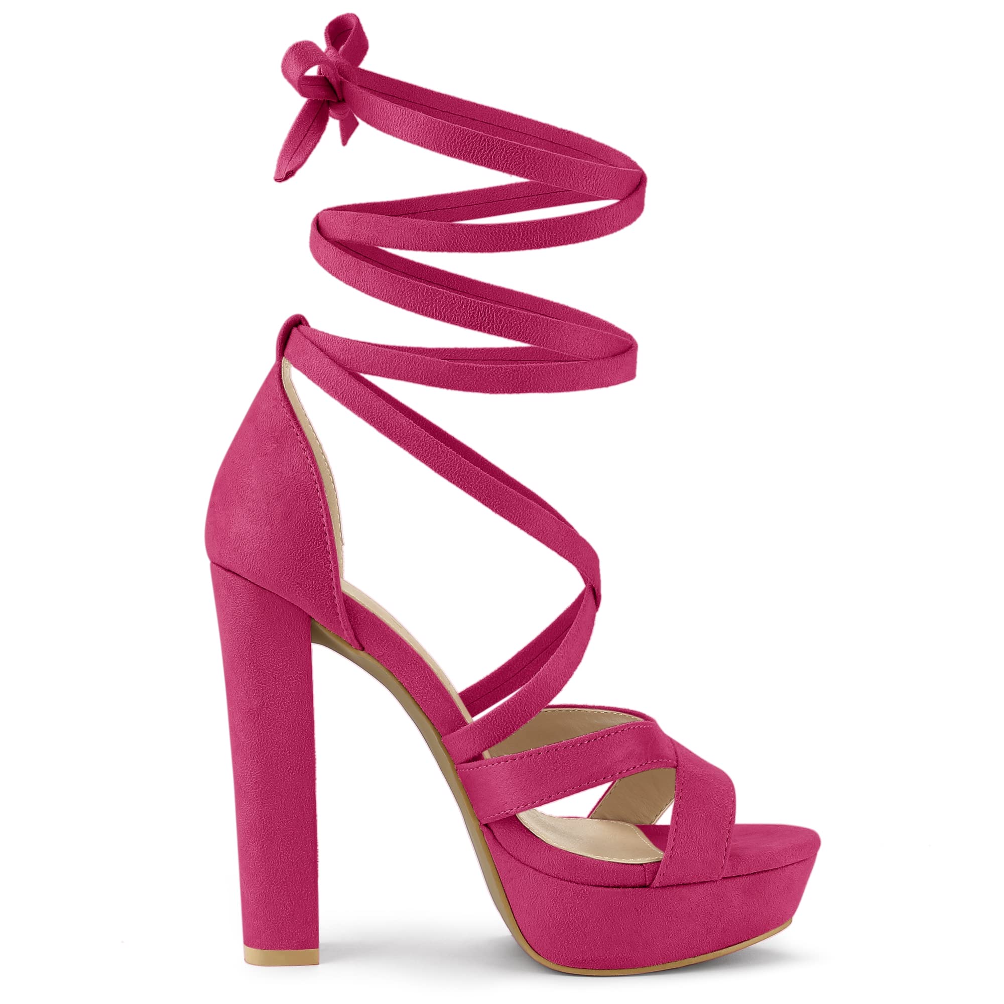 Allegra K Women's Chunky High Heel Lace-Up Platform Sandals - Comfortable Summer Dress Shoes for Weddings, Parties & Date Nights