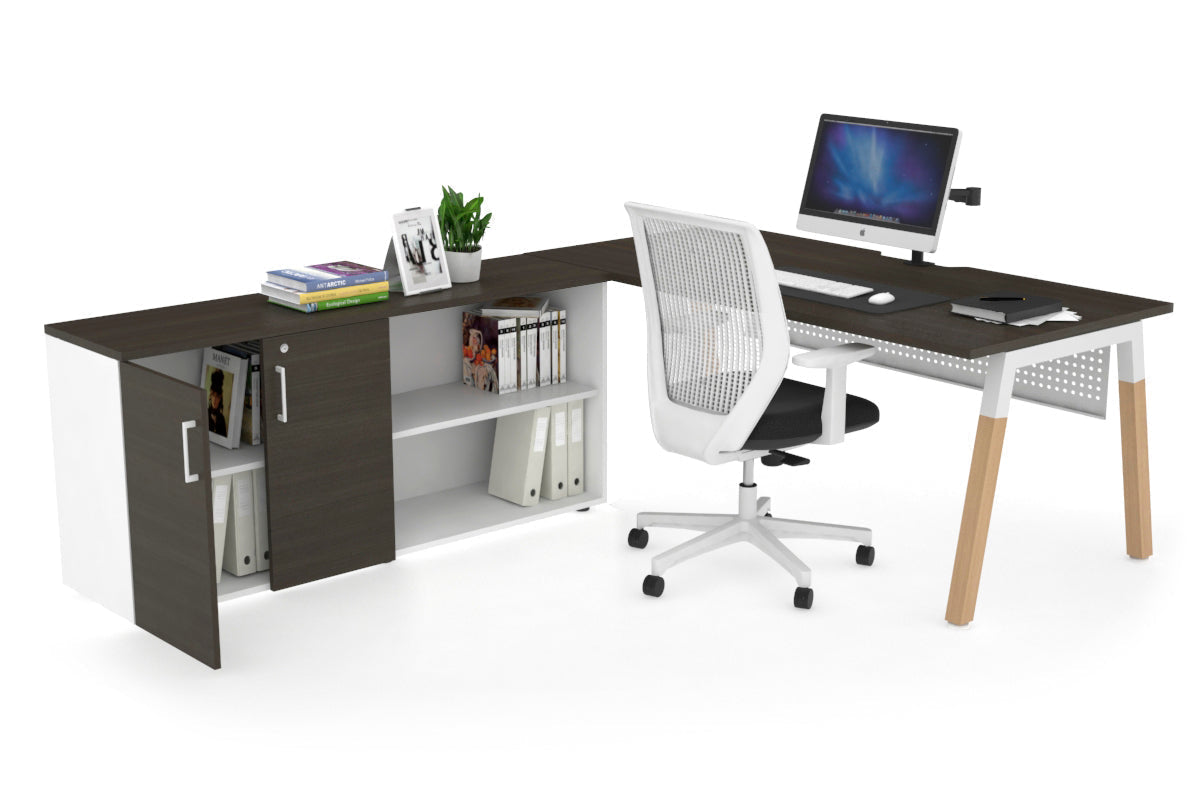 Premium Quadro A Legs Executive Desk - Solid Wood Legs with White Cross Beam [1800L x 800W] - Perfect for Home Office, Conference Room & Executive Workspace