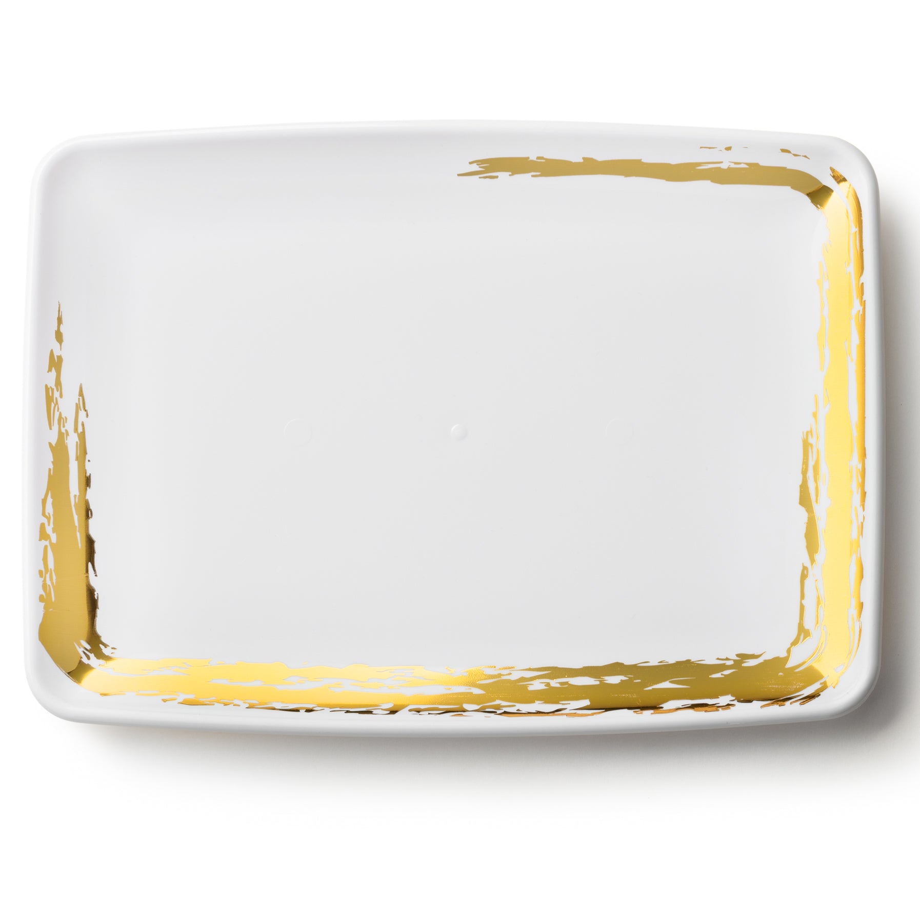 Premium White and Gold Rectangle Serving Platter Set of 2 - Elegant Party Appetizer Tray for Weddings, Holidays & Entertaining