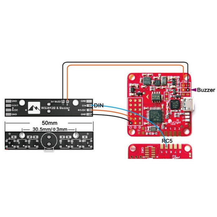 Matek Naze32 WS2812B LED Flight Controller Board with 5V Buzzer - Perfect for FPV Drone Builds, Quadcopter Lighting & RC Aircraft Customization
