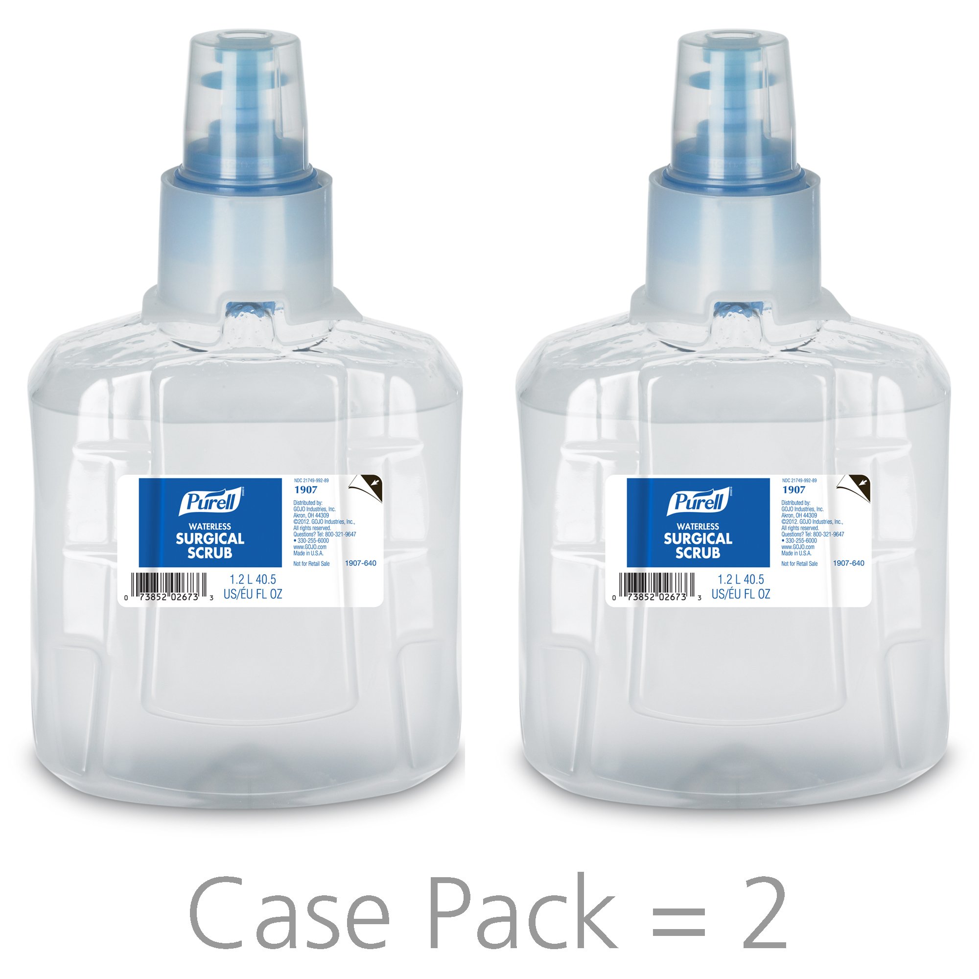 PURELL Waterless Surgical Scrub Refill - 1200 mL (Pack of 2) for LTX-12 Touch-Free Dispenser | Hospital-Grade Hand Sanitizer for Medical Facilities, Clinics & Operating Rooms