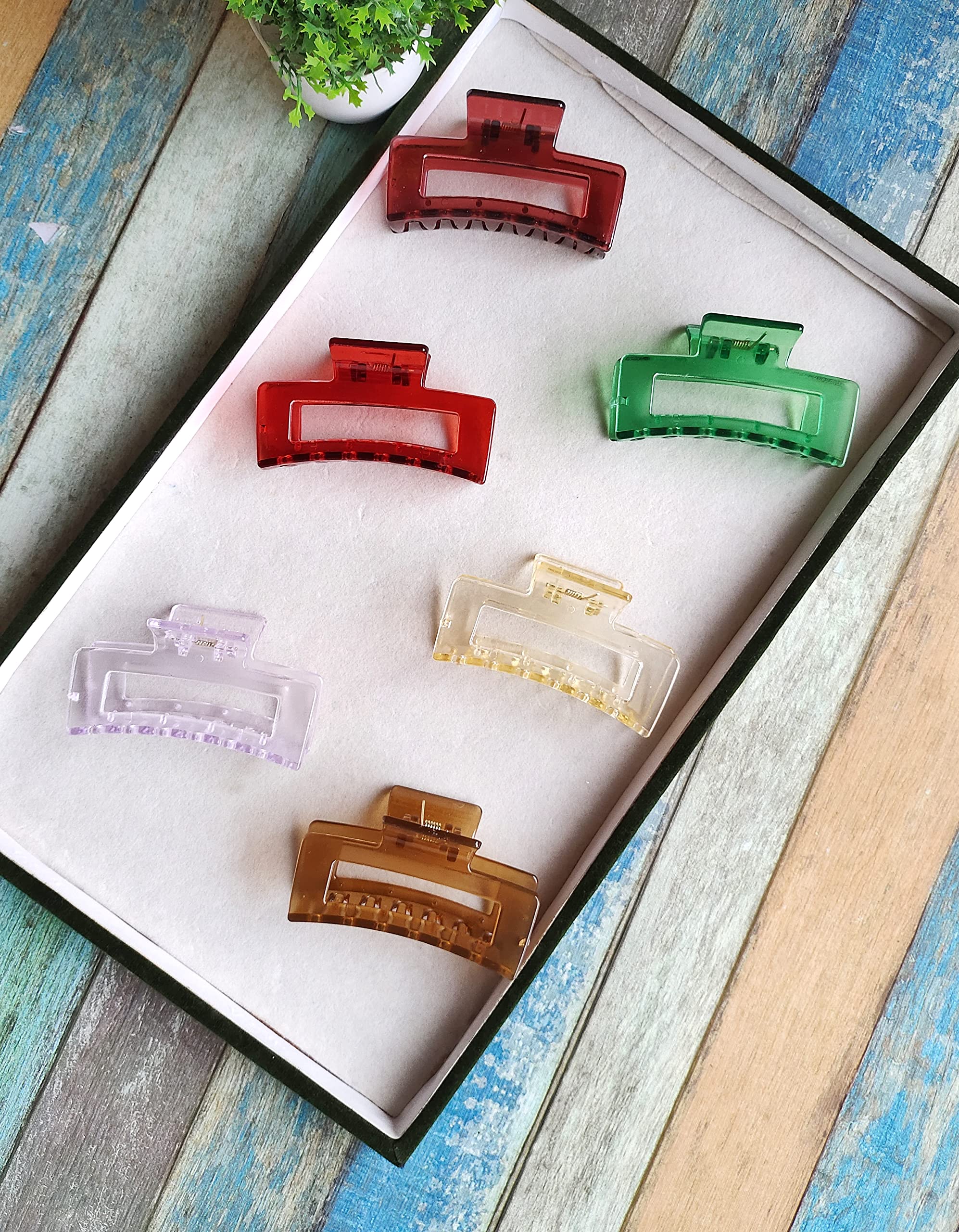 ANNACREATIONS Korean Style Large Hair Claw Clips - Non-Slip Strong Hold Jaw Clips for Thick & Thin Hair (6-Pack) - Perfect for Women & Girls, Great for Updos, Ponytails & Everyday Hairstyles
