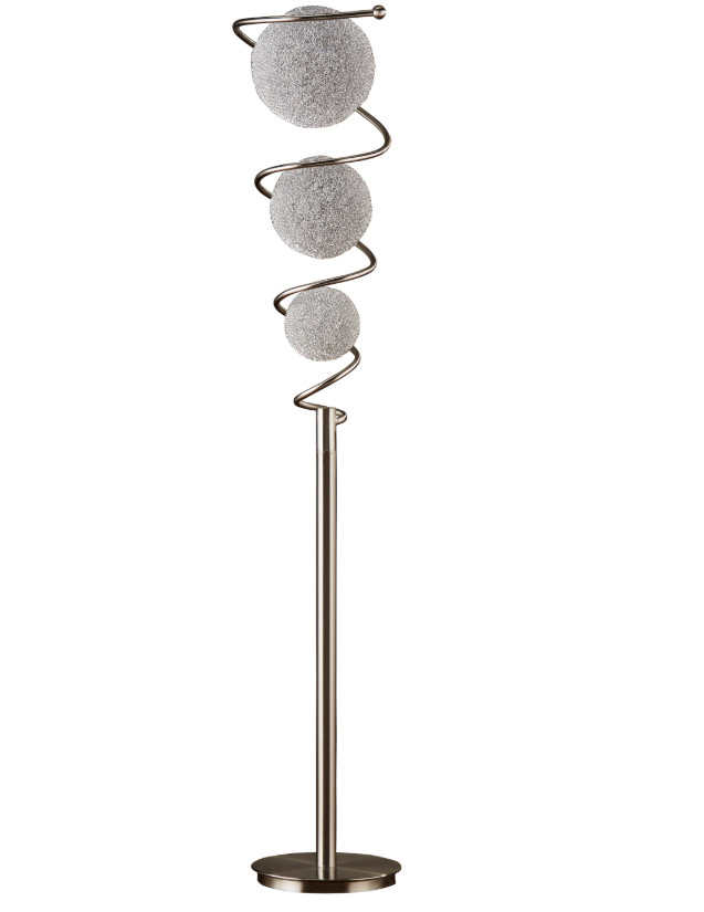 Modern Spiral Floor Lamp with Wired Shades - Adjustable LED Standing Light for Living Room, Bedroom, or Office Decor