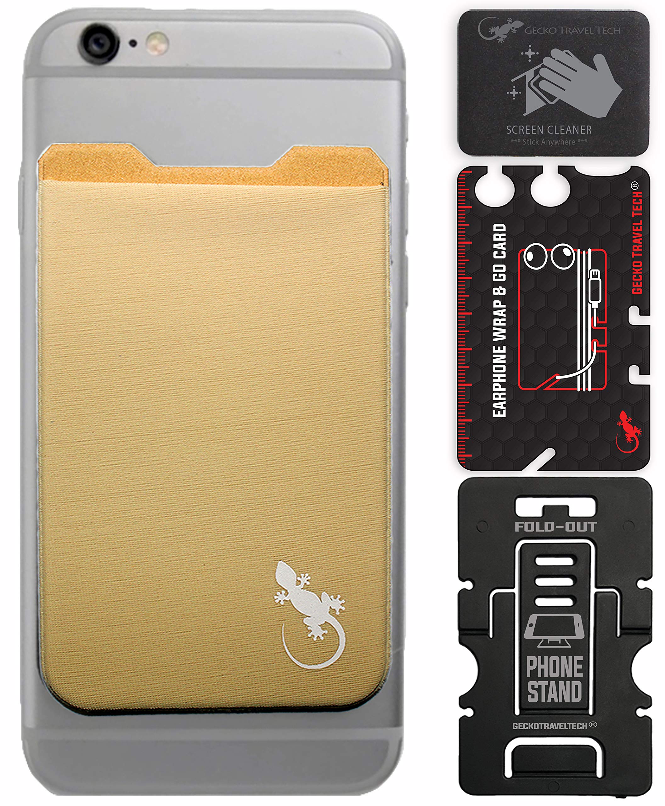 Gecko Adhesive Phone Wallet - Stick-On Lycra Card Holder for Credit Cards & Cash - Perfect for Running, Travel, and Everyday Use