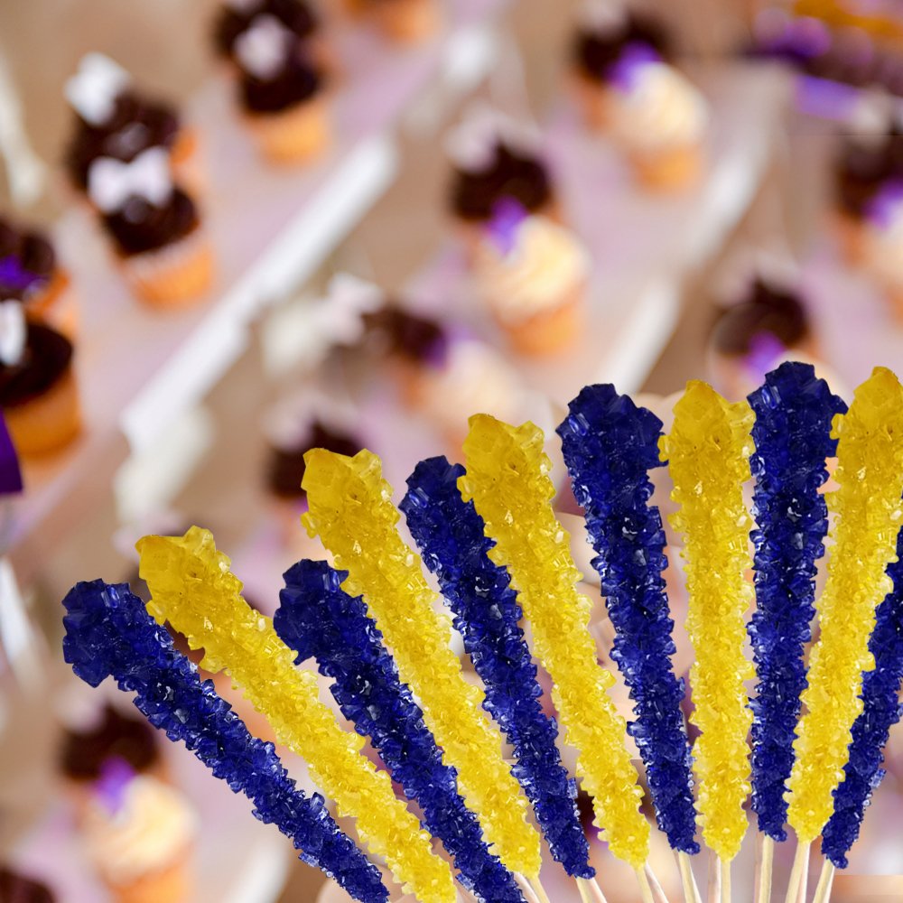 Extra Large Rock Candy Sticks - 144 Individually Wrapped Gold Lollipops | Bulk Candy for Parties, Candy Buffets, Weddings & Baby Showers | Perfect for Birthday Favors, Anniversary Celebrations & Special Events