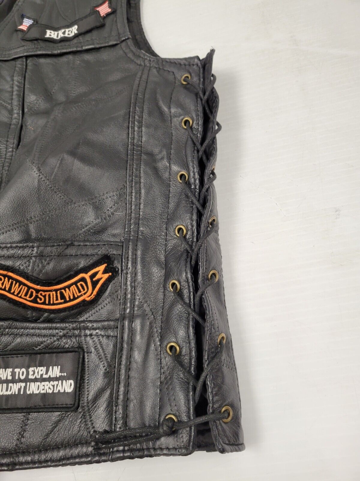 Diamond Plate Leather Vest for Men - Size L, Black Biker Jacket with Studs - Perfect for Motorcycle Riding, Biker Events & Fashion Outfits