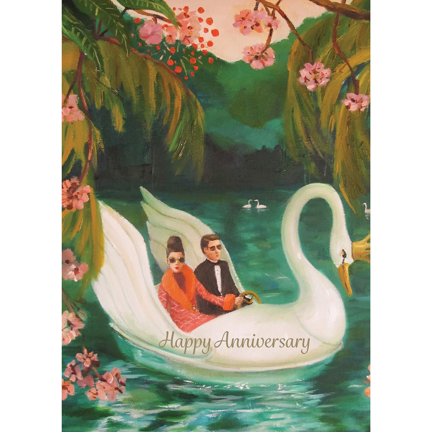 Elegant Anniversary Swan Greeting Card - Romantic Love Message Card for Couples - Perfect for Anniversaries, Weddings & Valentine's Day Gifts