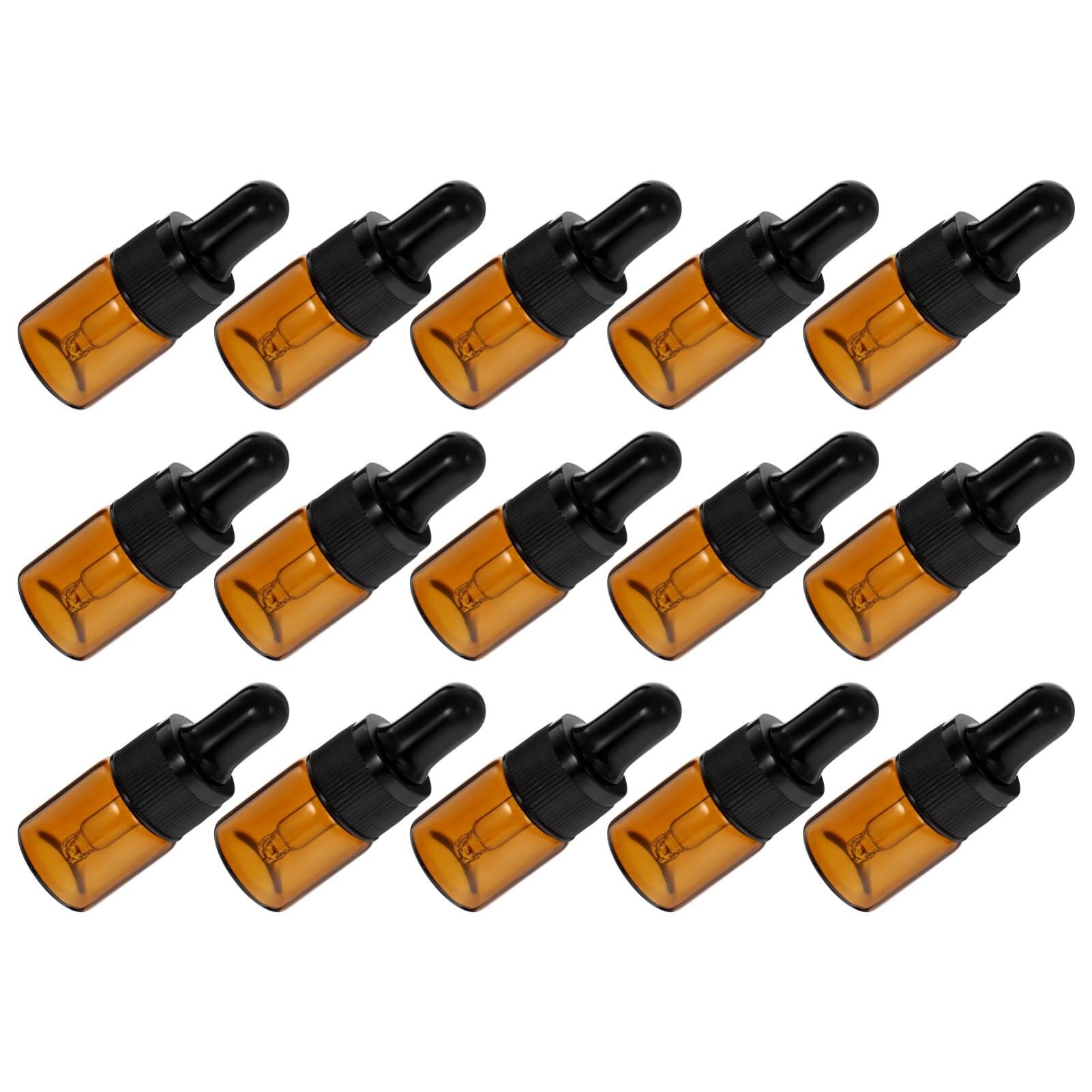 15pcs 5ml Amber Glass Essential Oil Bottles with Dropper - Empty Refillable Aromatherapy Perfume Containers for DIY Blends, Travel & Home Use