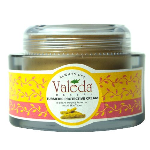 Valeda Turmeric Protective Cream for Fair & Glowing Skin - Coconut Butter & Wheat Germ Oil - Brightening Face Moisturizer for Dry Skin, Anti-Aging & Even Skin Tone - Perfect for Daily Skincare Routine & Nighttime Use