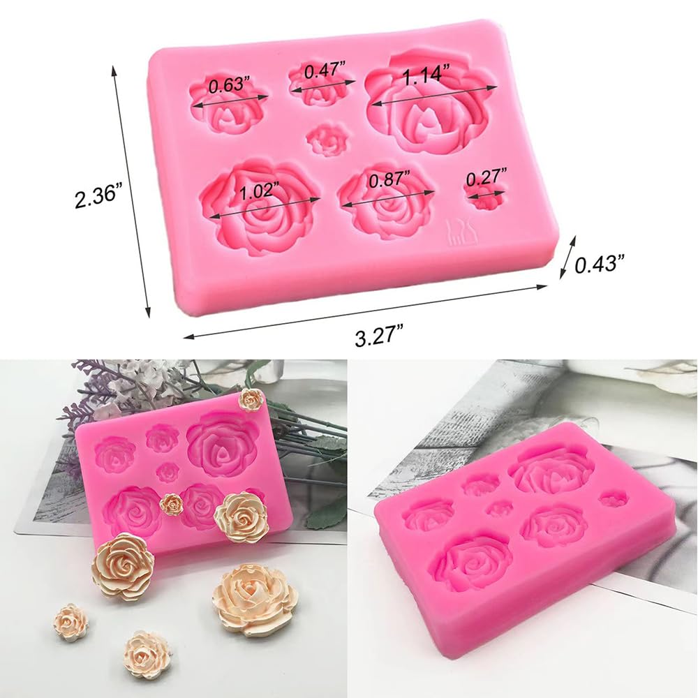 Non-Stick BPA-Free Silicone Rose Mold Set for Baking, Candy, Jelly Pudding, Chocolate & Ice Cubes - 2pcs Wedding Party Decoration & Dessert Making Kit
