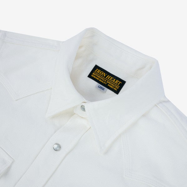 Iron Heart IHSH 384 13.5oz Denim Western Shirt for Men - Premium White Cowboy Style Workwear - Perfect for Ranch Work, Rodeo & Casual Outfits