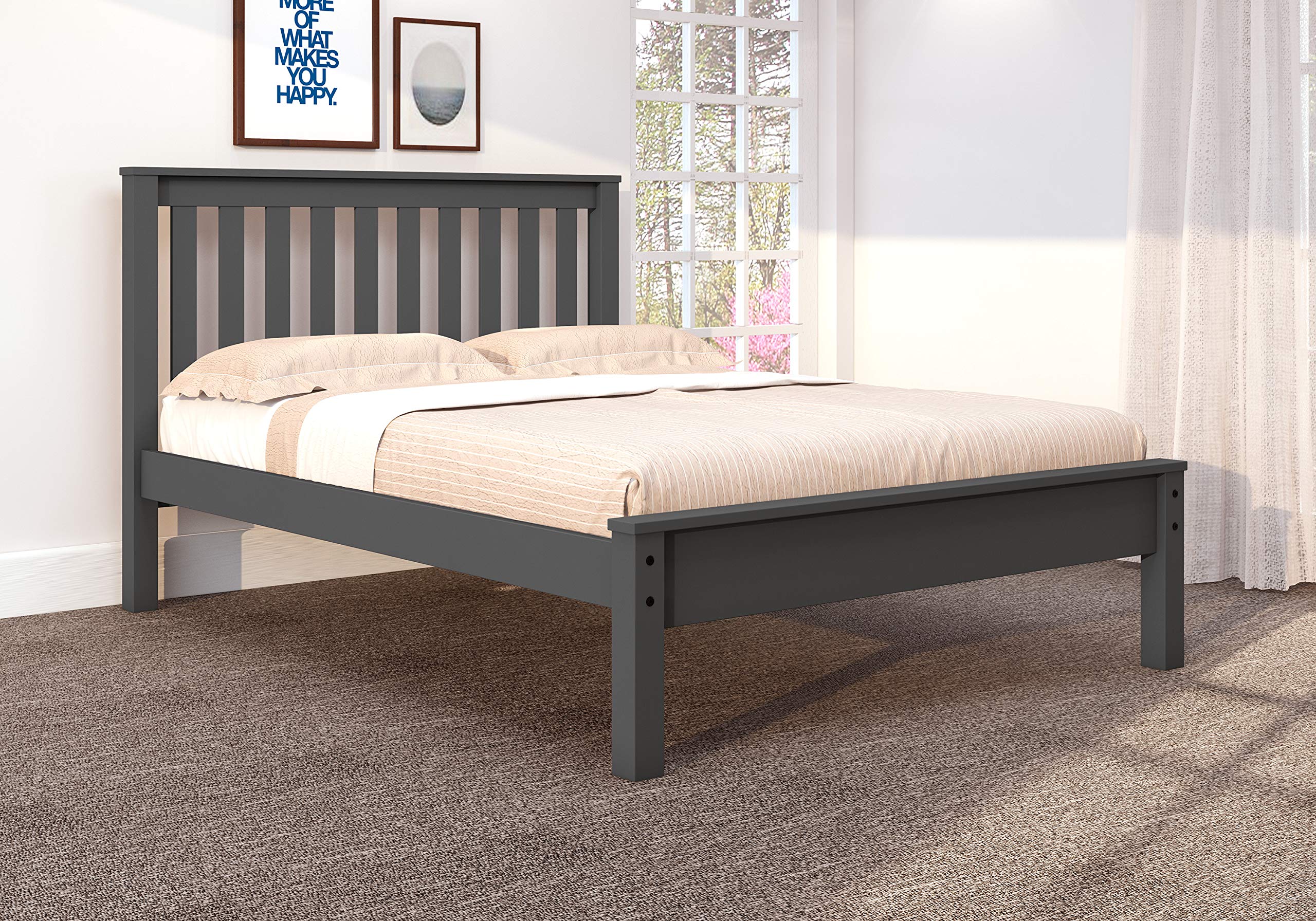 DONCO Kids Contempo Full Size Bed Frame in Dark Grey - Modern & Stylish Bed for Children's Room, Nursery, or Guest Bedroom