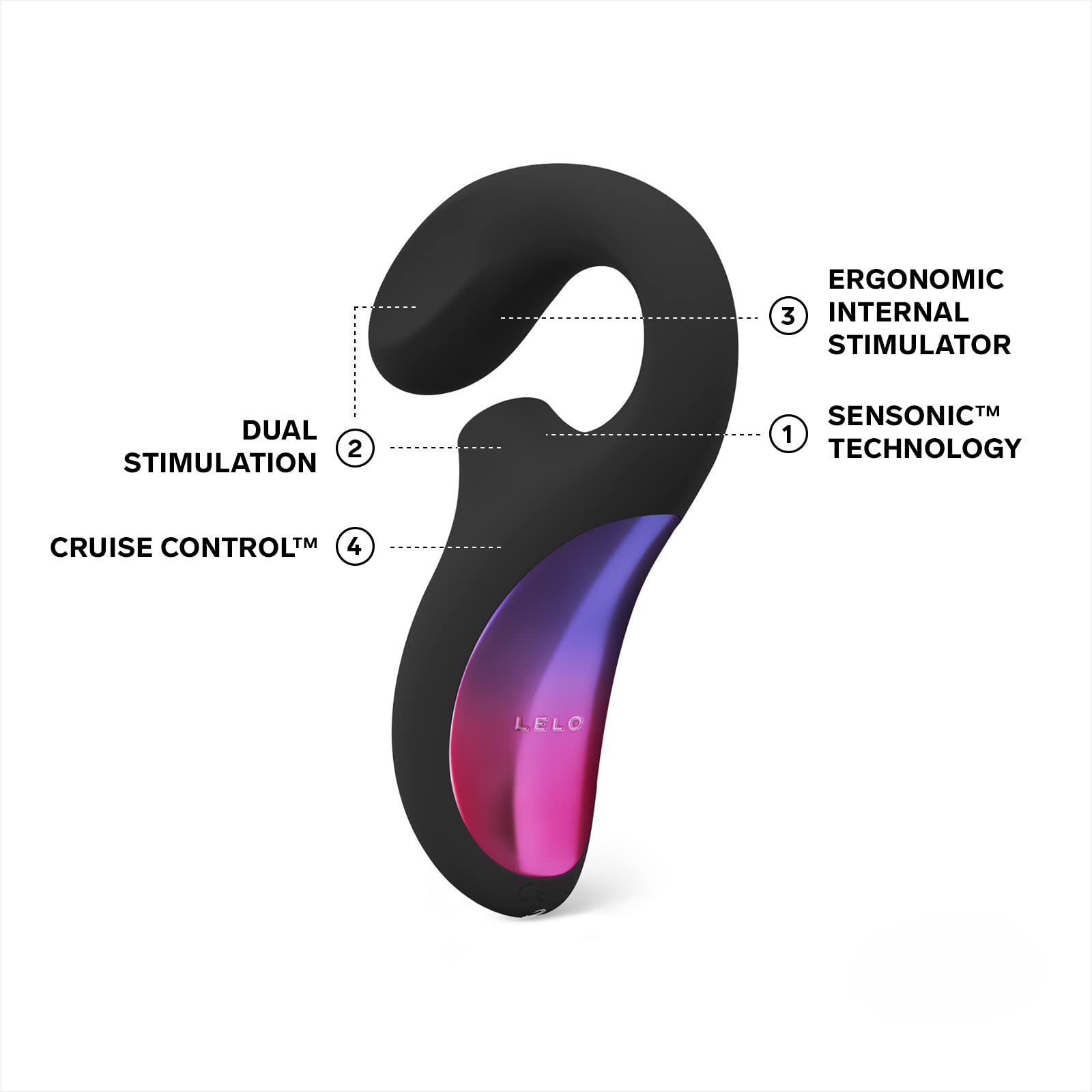LELO Enigma Cruise Dual Pleasure Vibrator - 8 Powerful Vibration Modes for Women, Clitoral Suction & G-Spot Stimulation | Black Adult Toy for Couples & Solo Play | Perfect for Romantic Nights & Self-Care Moments