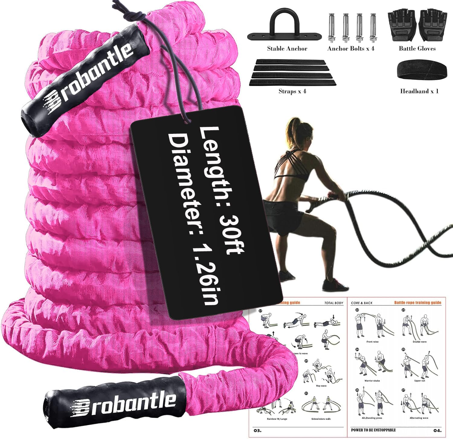 Best Battle Ropes for Home Gym - Heavy Duty Workout Ropes for Strength Training & Cardio Exercise - Perfect for CrossFit, HIIT & Functional Fitness Training