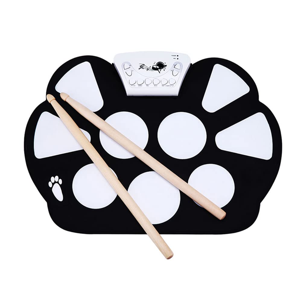 iKsvmsis Electronic Drum Set for Kids - Portable Practice Kit with 9 Rock & Roll Backing Tracks, Silicone Pads & Pedals - Perfect for Beginners Learning Drums at Home or School (Includes Drum Sticks)