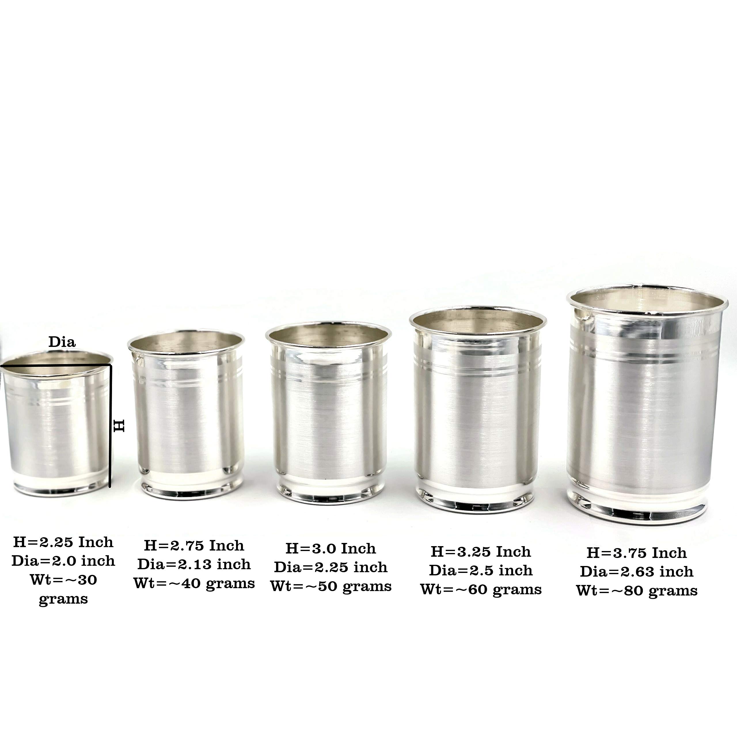 999 Pure Silver Hallmarked Glass - Style#03 (3.25 inch, 60g) - Perfect for Whiskey Tasting, Luxury Gift & Home Bar Decor