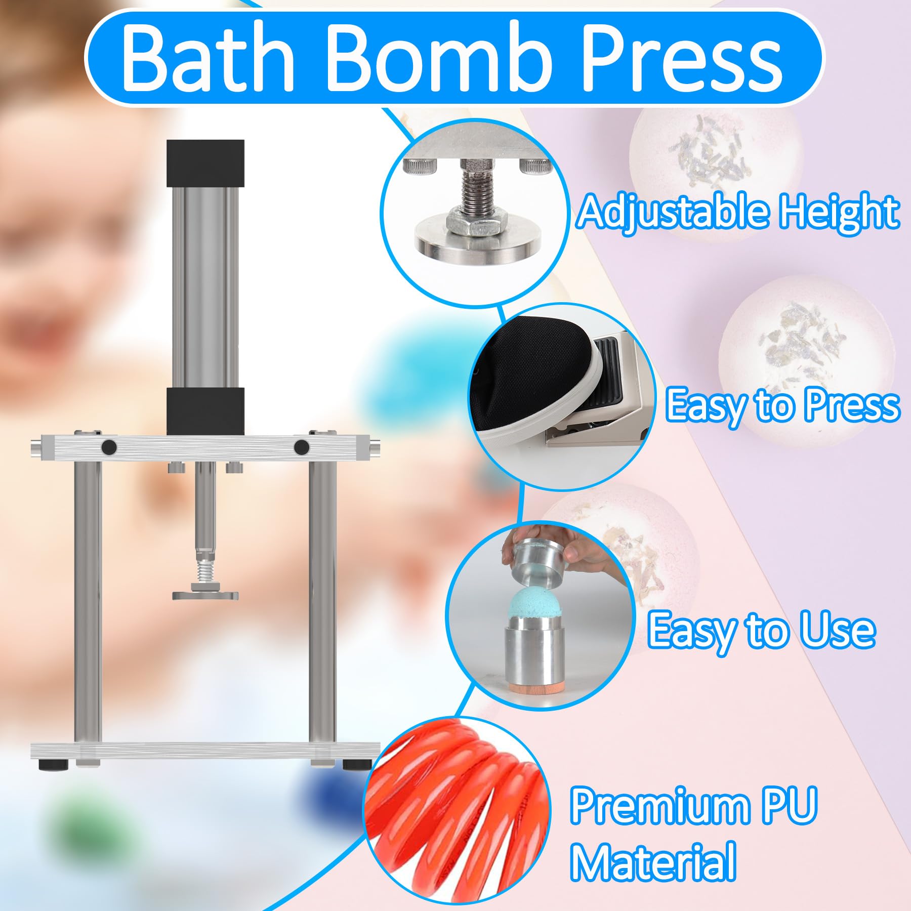 Bath Bomb Press Machine - DIY Bath Bomb Molds Kit for Women & Adults, Perfect for Homemade Spa Gifts, Small Business & Aromatherapy (Great for Relaxation, Birthday Presents & Home Spa Treatments)