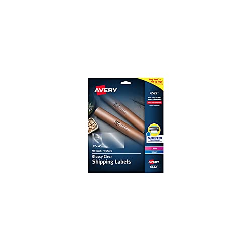 Avery Glossy Crystal Clear Address Labels for Laser & Inkjet Printers, 2