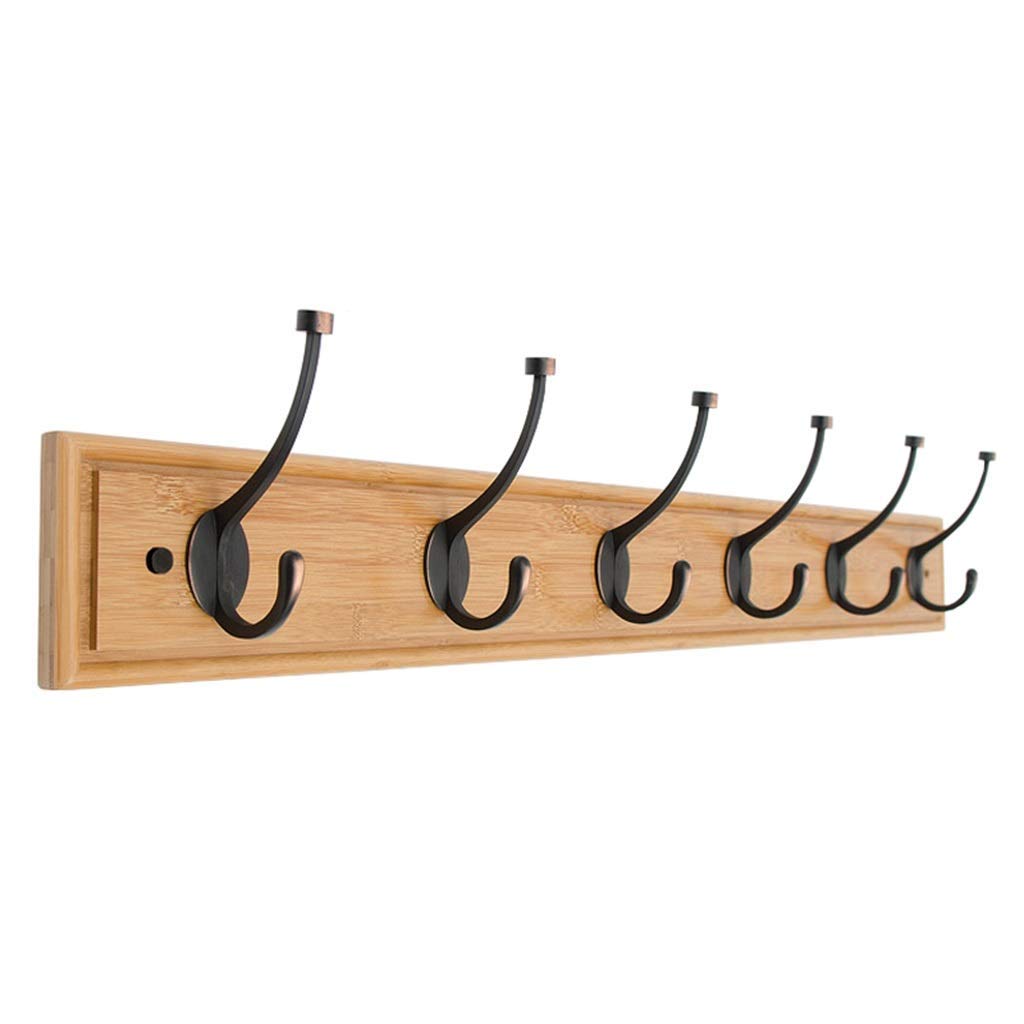 6-Pack Bamboo Wall Coat Rack Hooks - Multi-Purpose Wall-Mounted Organizer for Jackets, Hats, Bags & More - Perfect for Kitchen, Bathroom, Living Room & Hallway Decor - Space Saving Home Storage Solution