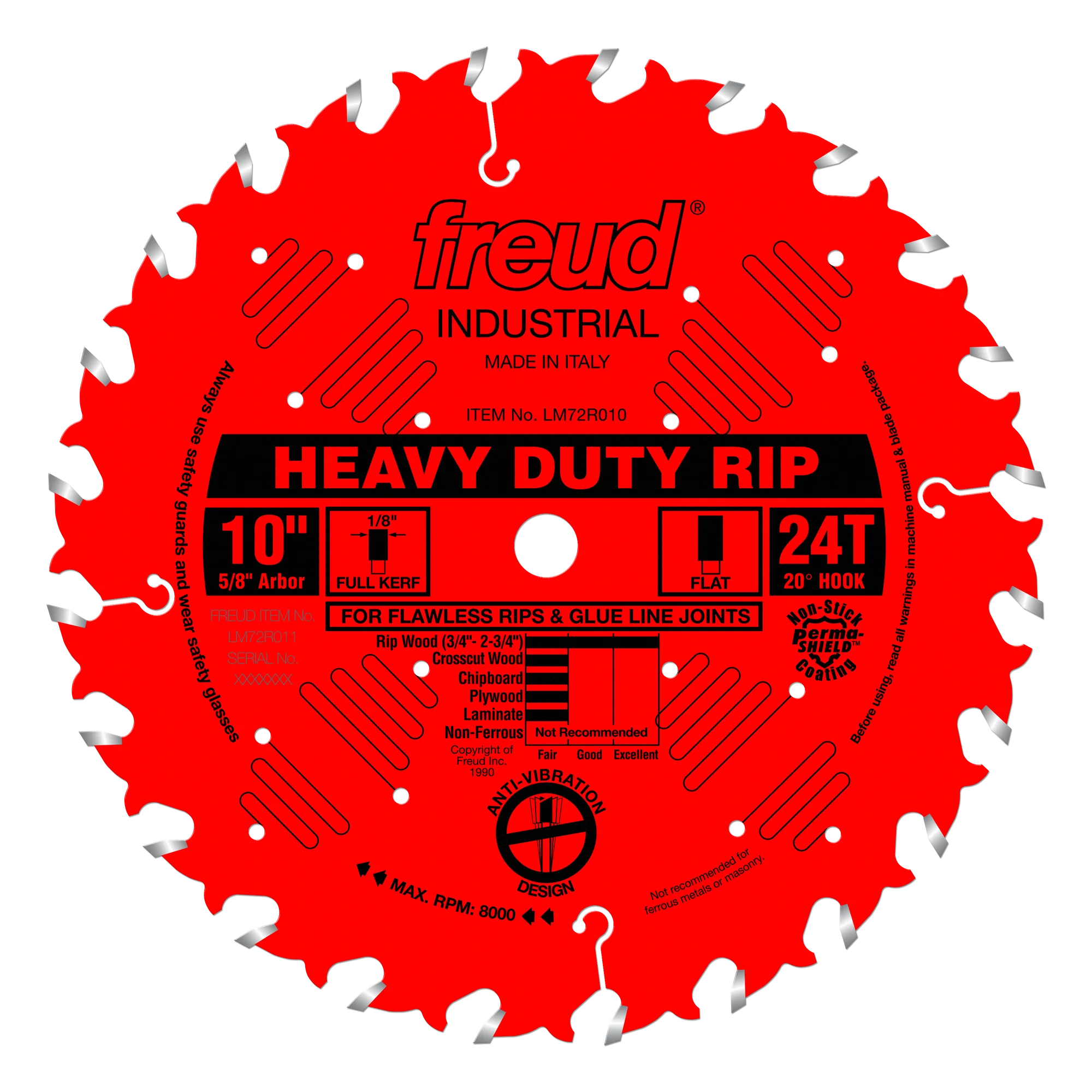 Freud Heavy Duty Rip Cut Circular Saw Blade 10 Inch 24 Tooth 5/8 Inch Arbor - Perfect for Woodworking, Carpentry, and DIY Projects