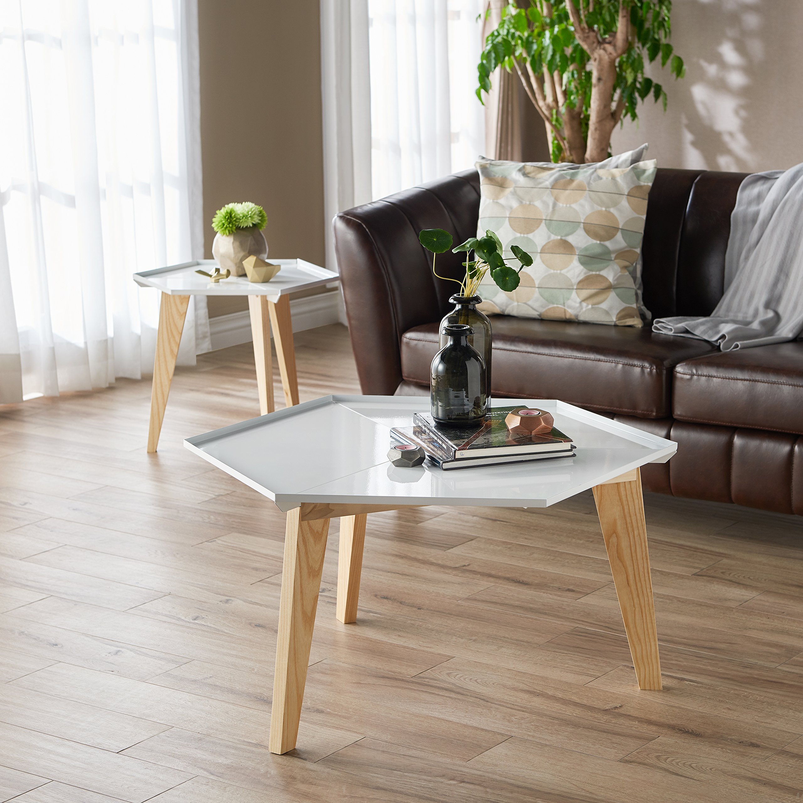 Modern White Adom Coffee Table for Living Room - 24/7 Shop at Home - Perfect for Family Gatherings & Relaxing with Coffee