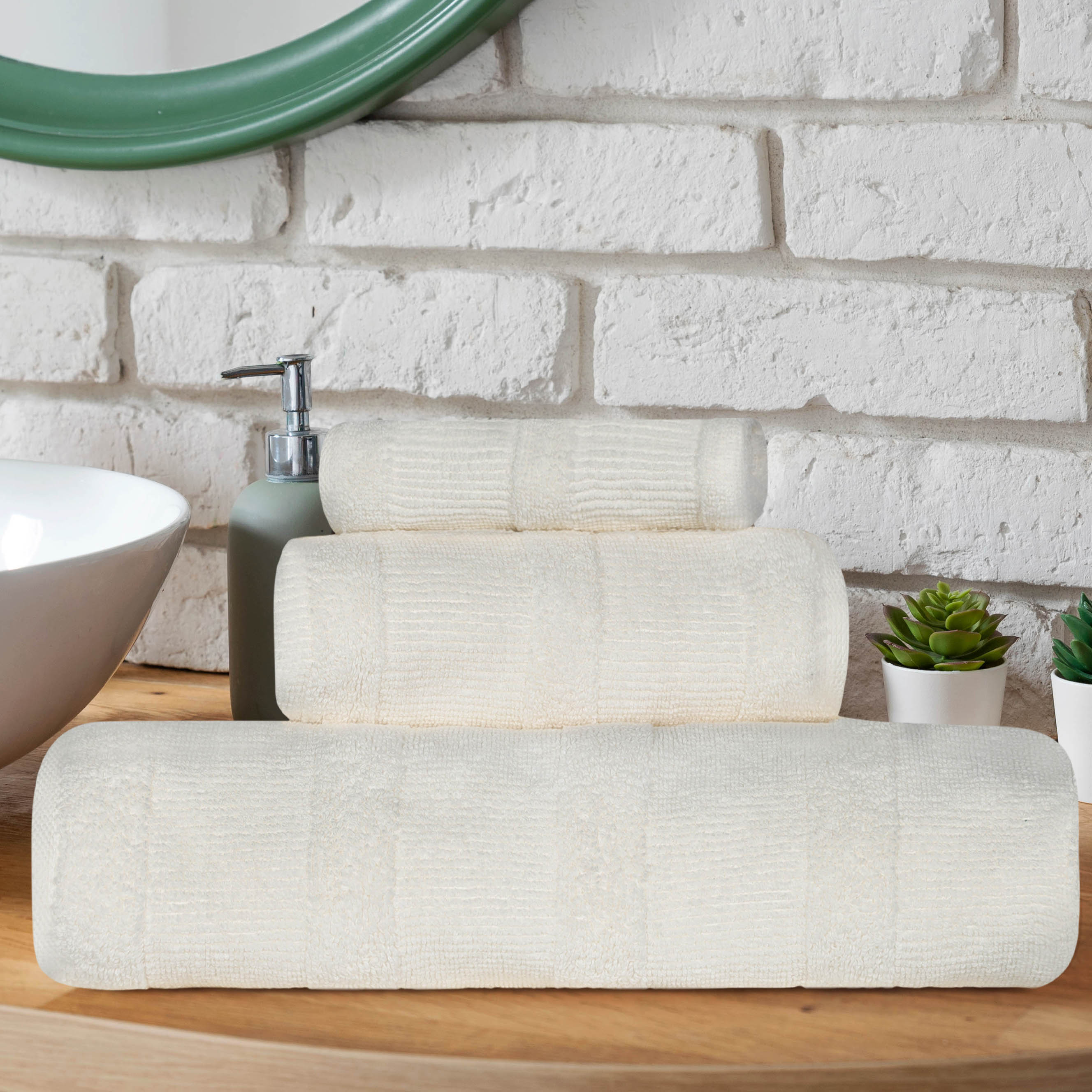 Premium Ribbed Turkish Cotton Quick-Dry 3-Piece Towel Set - Ultra Absorbent, Soft & Durable Bath, Beach & Gym Towels for Spa, Pool & Travel Use