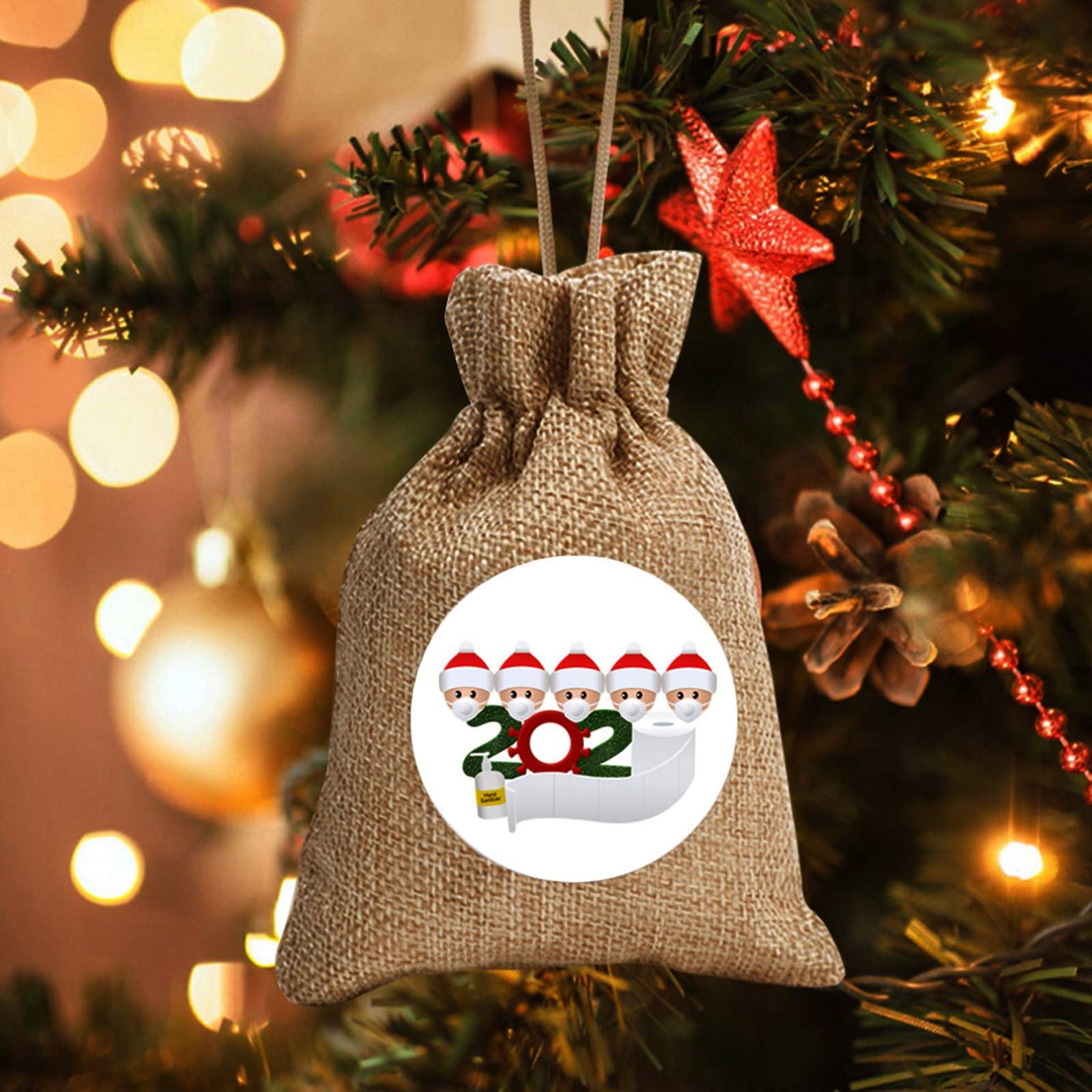 Lroplie Christmas Printed Linen Gift Bags - Santa Backpack Candy Bags for Holiday Treats, Party Favors & Apple Gifting (Multi-Color) | Perfect for Christmas Parties, School Events & Festive Gift Exchanges
