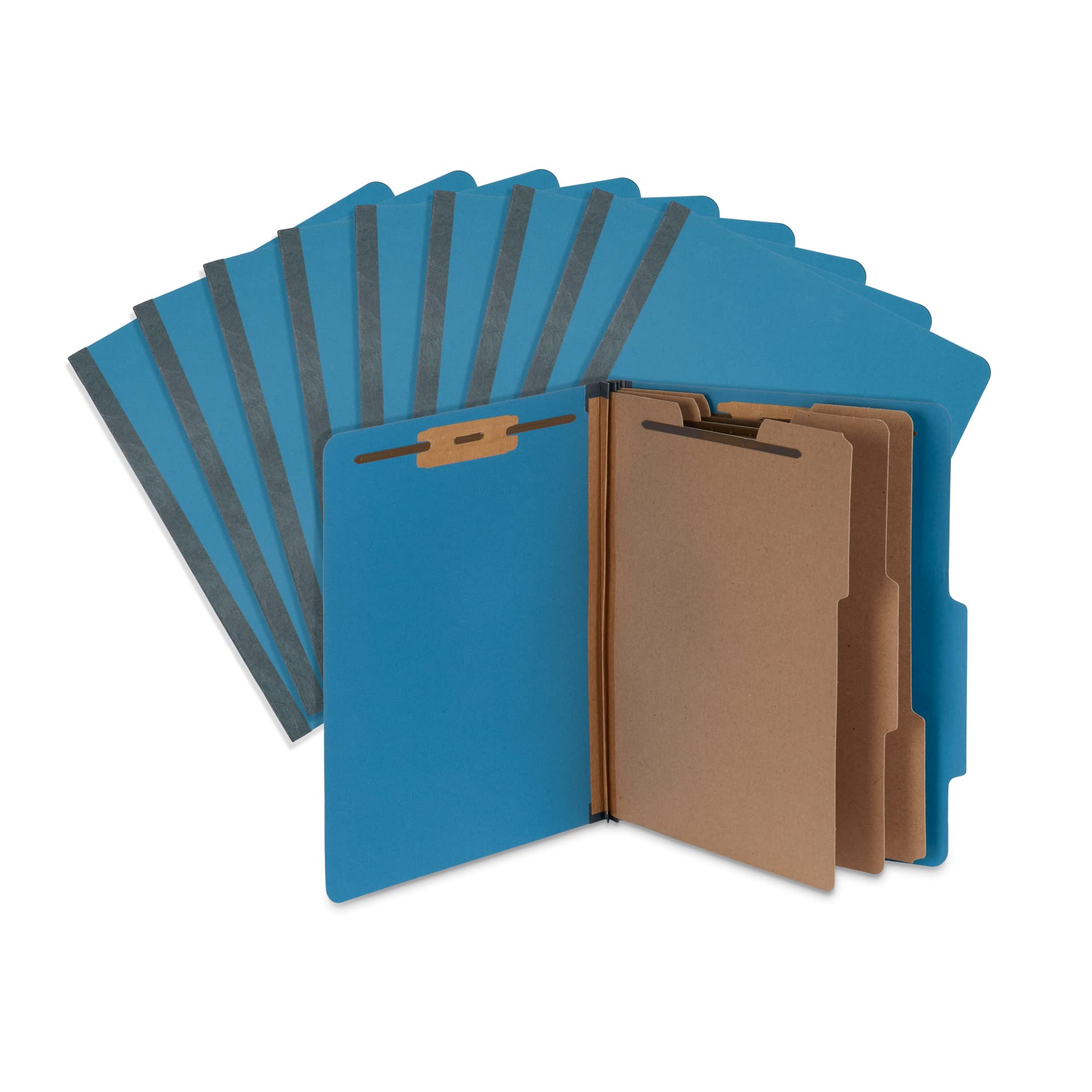 Blue Summit Supplies Dark Blue Classification Folders - 10 Pack | 3-Tab Dividers, Letter Size, 2
