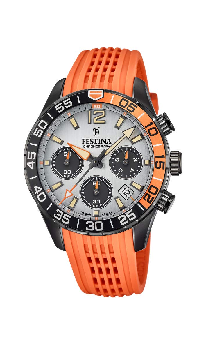 Festina Sport Watch F20518/1 - Waterproof Chronograph for Men, Stainless Steel Analog Quartz Wristwatch - Perfect for Running, Swimming & Outdoor Activities