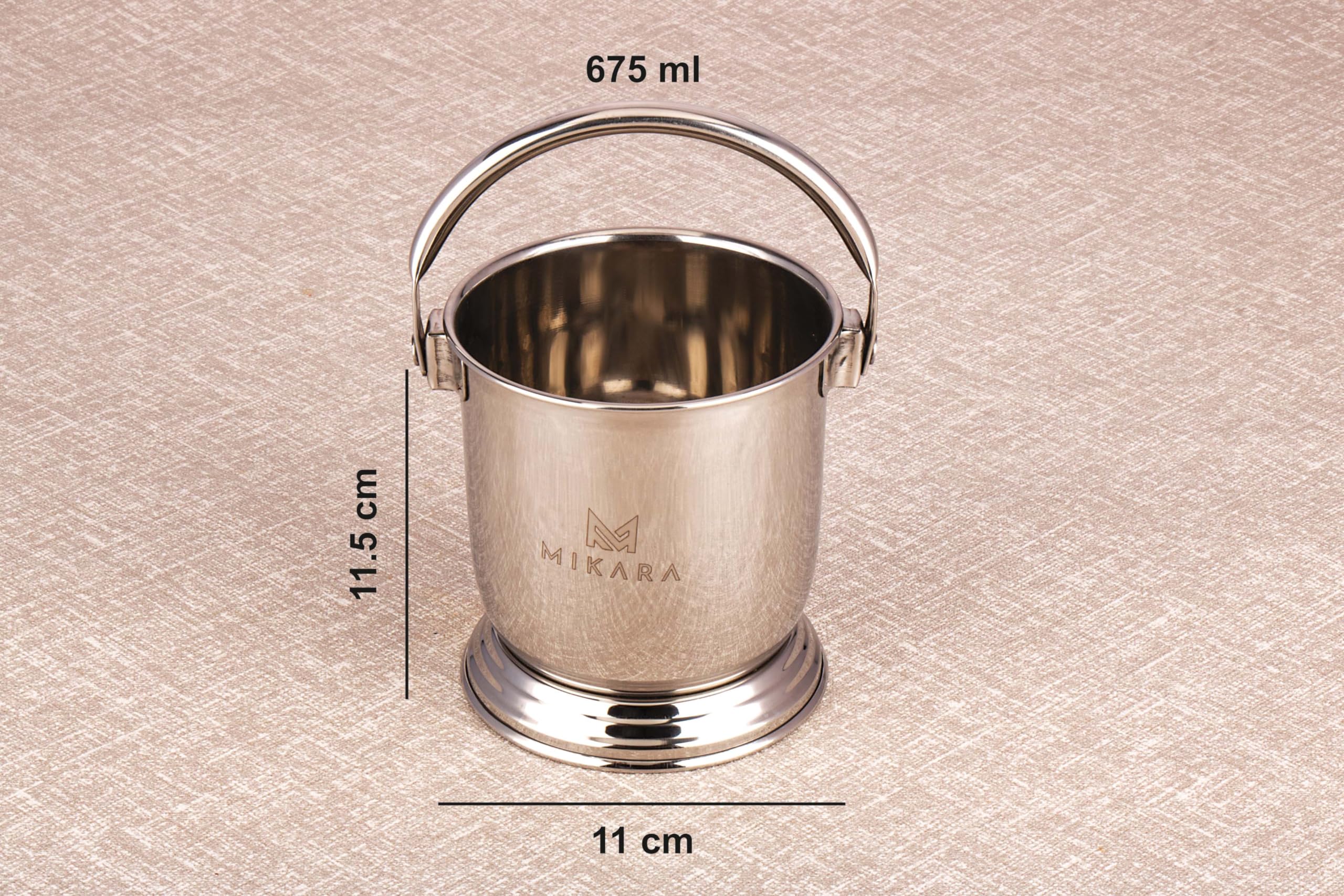 MIKARA Stainless Steel Dal Serving Bucket - 675ml Indian Lentil Soup Container | Perfect for Restaurants, Catering & Home Kitchens