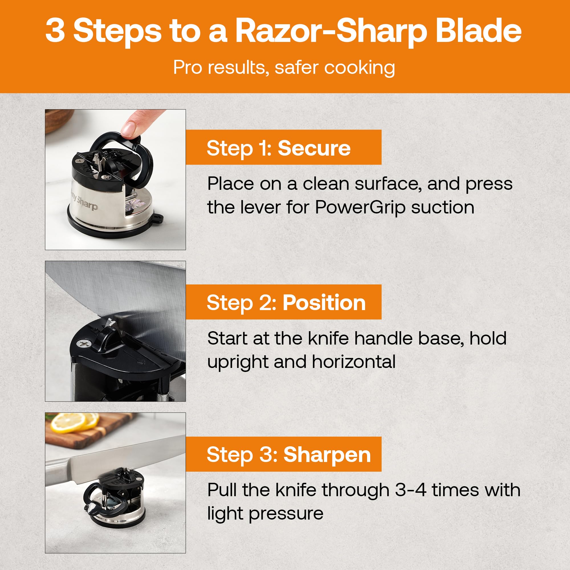 AnySharp Pro Knife Sharpener - Premium Metal Blade Sharpener for Kitchen Knives, Scissors & Tools | Perfect for Home Chefs & Professional Cooks | Easy to Use & Durable Design