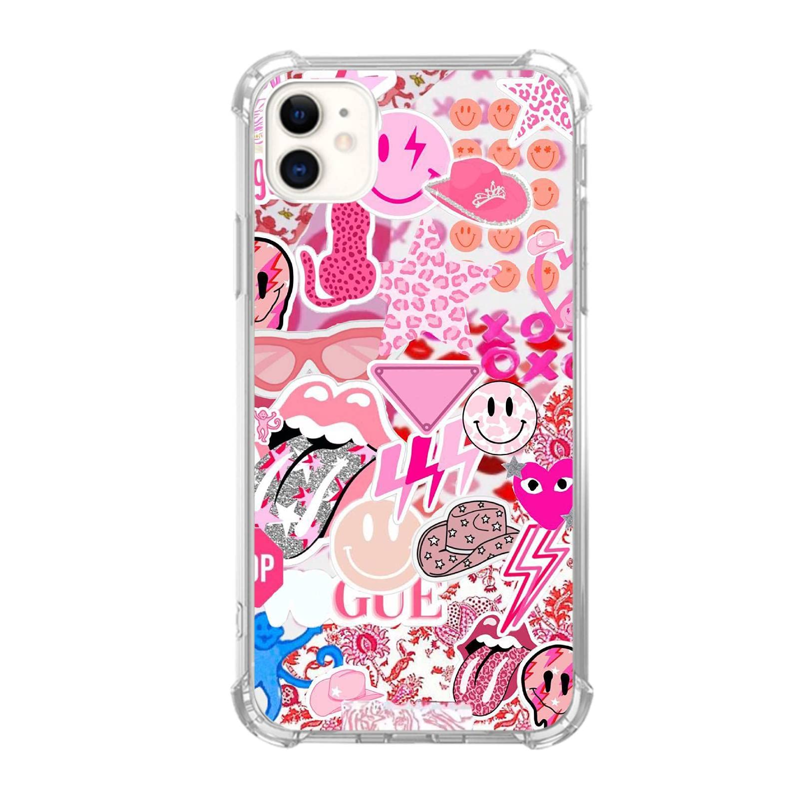 Trendy Smiling Face Collage Phone Case for iPhone 11 - Colorful Soft TPU Bumper Cover with Unique Indie Aesthetic Design | Perfect Gift for Teen Girls & Artistic Lifestyle