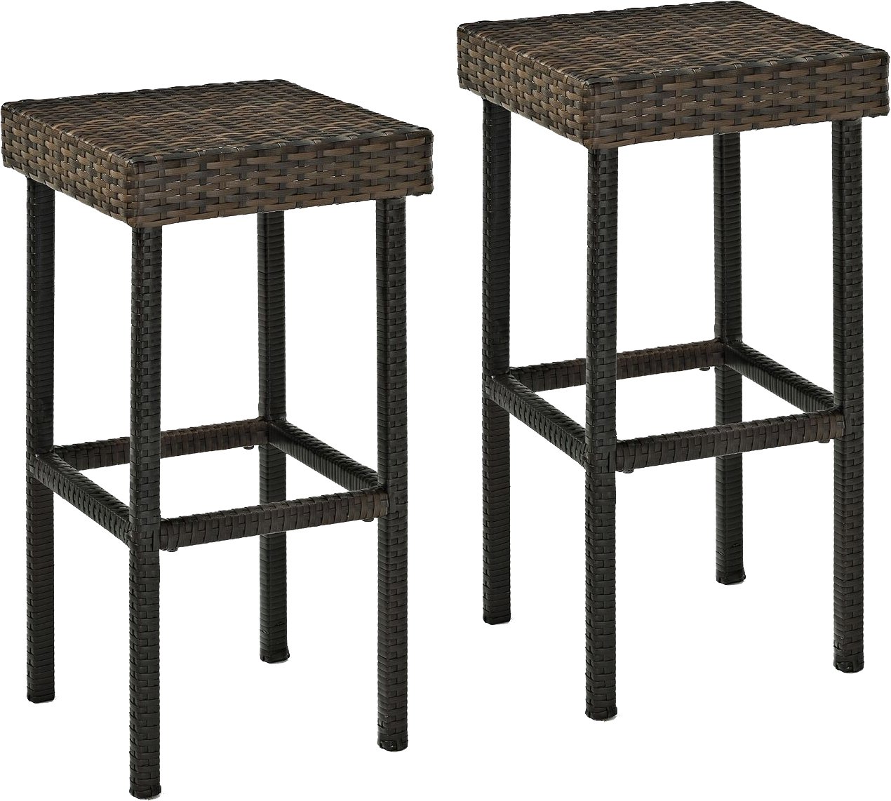 Crosley Furniture Palm Harbor Wicker Outdoor Bar Stools - Set of 2, Brown Patio Bar Height Chairs for Backyard, Deck, Balcony, Poolside & Outdoor Dining - Weather-Resistant Rattan Barstools for Entertaining