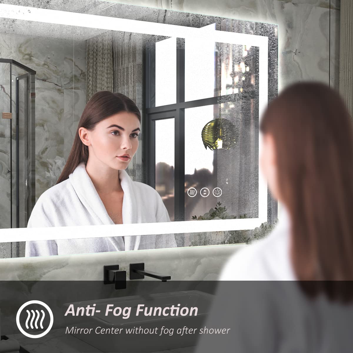 44x36 Inch LED Bathroom Vanity Mirror with Dimmable Backlit & Front Lights, Wall Mounted Anti-Fog Mirror for Makeup Shaving - ETL Certified (Perfect for Home Spa, Dressing Room & Hotel Bathrooms)