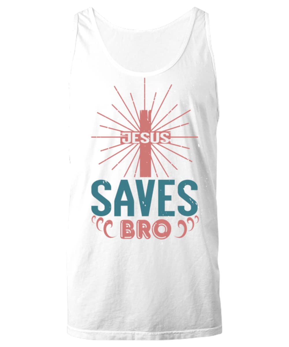 Jesus Saves Christian Cross Tank Top for Men - Religious Graphic Tee for Church, Bible Study & Faith-Based Events