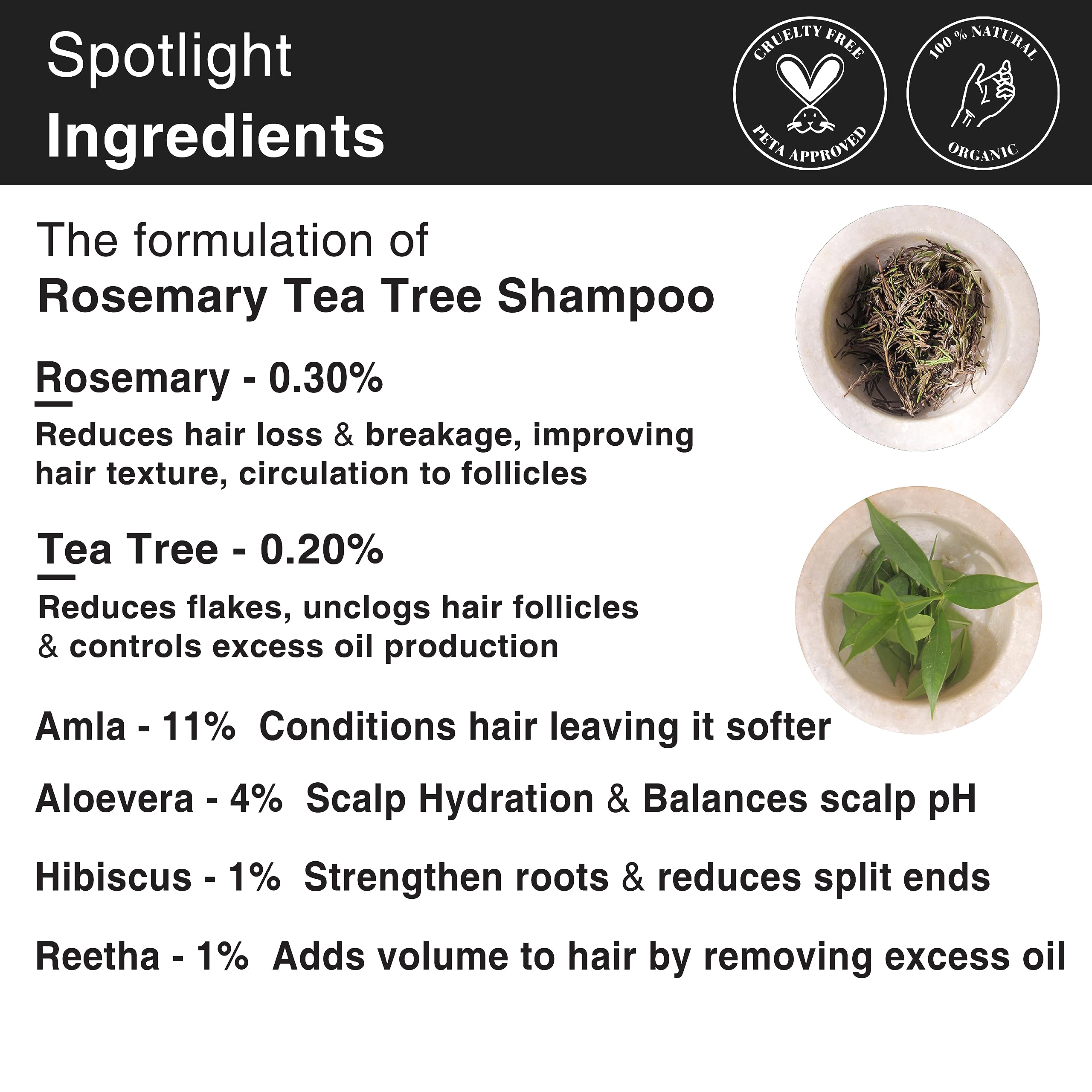 Soulflower Rosemary Shampoo for Hair Growth & Anti Hair Fall - Strengthens & Shines Hair with Tea Tree & Pro Vitamin B5 - Promotes Healthy Scalp for Men & Women (200ml) - Perfect for Daily Hair Care & Scalp Nourishment