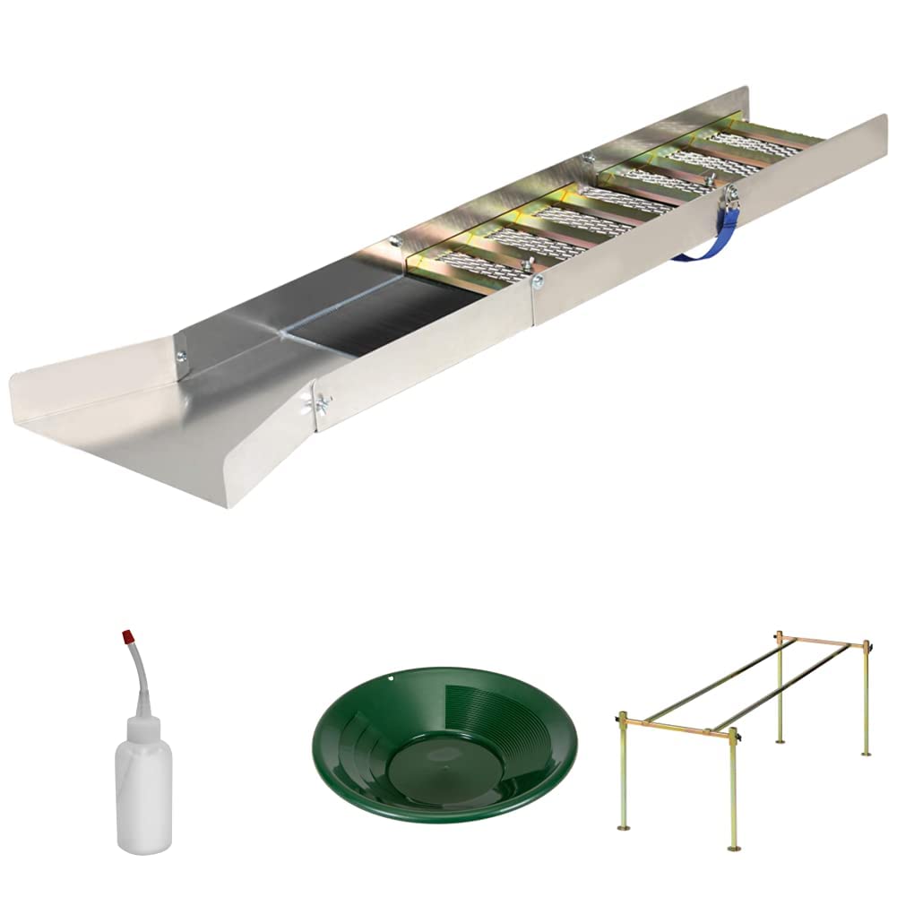 Stansport Backpacking Sluice Box with Stand & Gold Panning Kit - Portable Gold Prospecting Equipment for Outdoor Adventures & Mining Enthusiasts