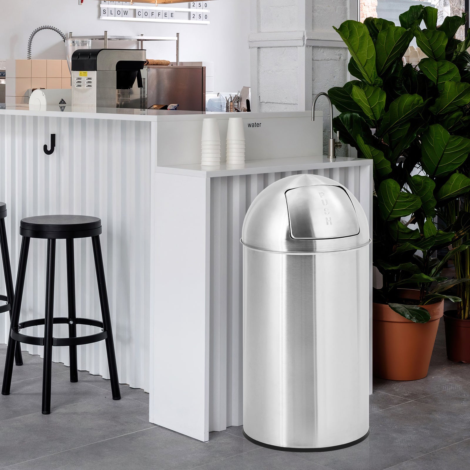 **GARVEE 18.5 Gallon (70 Liter) Stainless Steel Trash Can with Push Lid - Heavy Duty Commercial Garbage Bin, Removable Inner Bucket for Easy Cleaning - Perfect for Outdoor, Kitchen, Office & Restaurant Use**